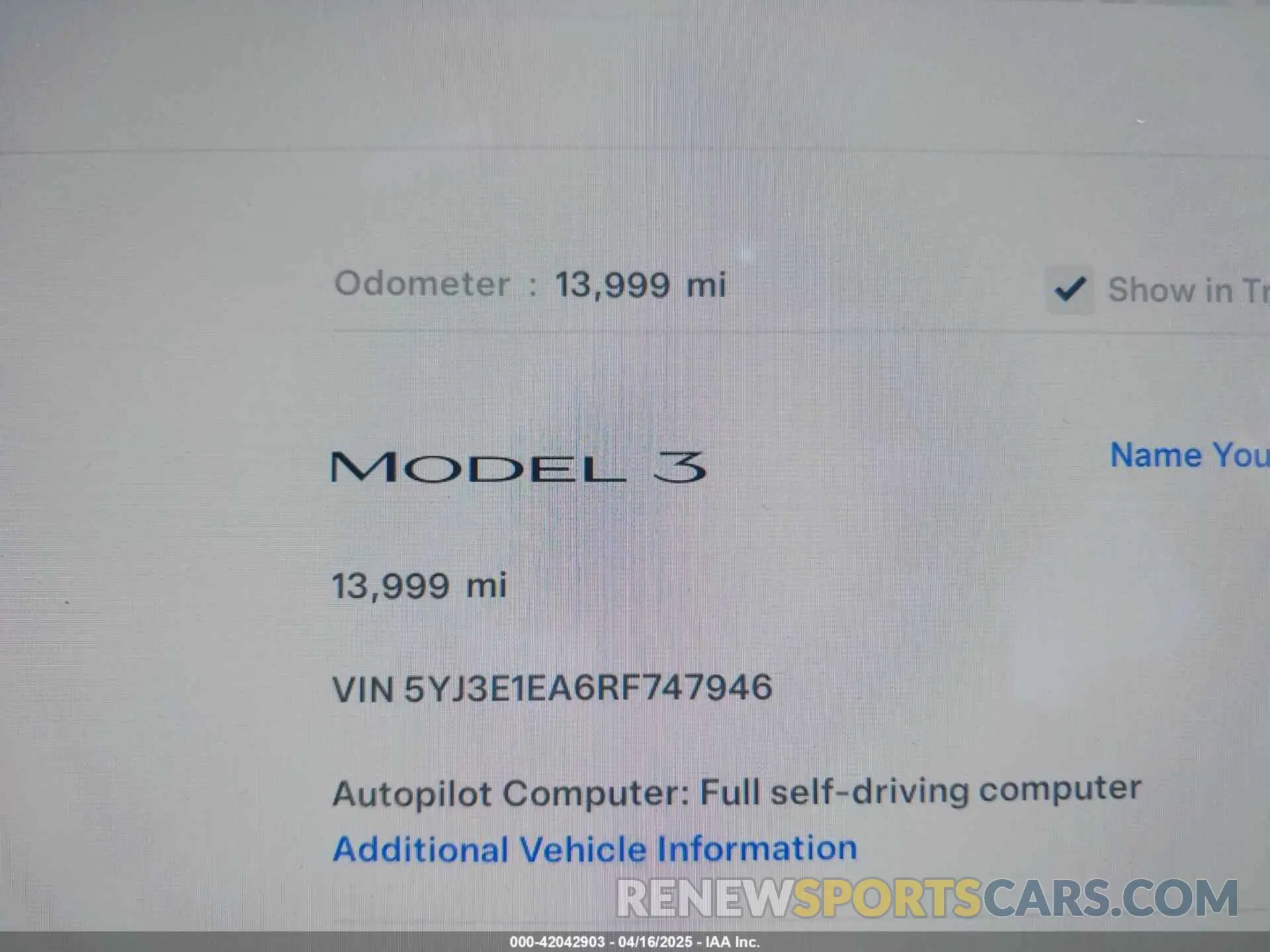 7 fotografías del automóvil dañado 5YJ3E1EA6RF747946 TESLA MODEL 3 2024