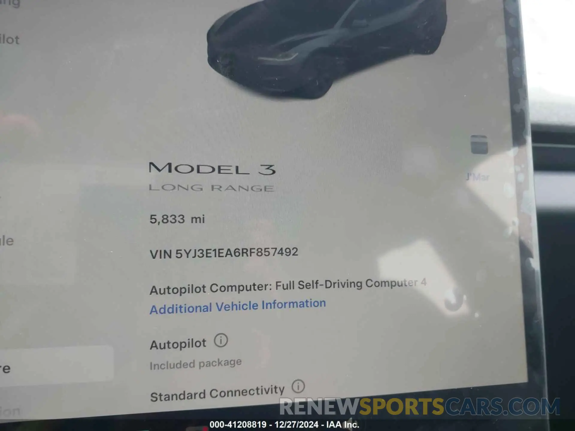 14 fotografías del automóvil dañado 5YJ3E1EA6RF857492 TESLA MODEL 3 2024