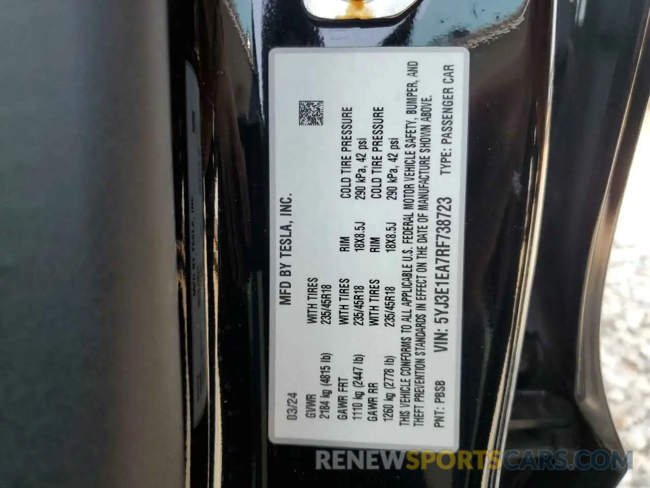 12 fotografías del automóvil dañado 5YJ3E1EA7RF738723 TESLA MODEL 3 2024