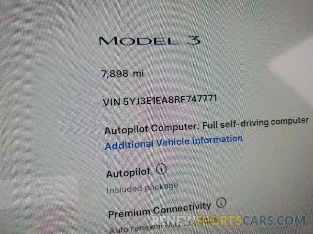 9 fotografías del automóvil dañado 5YJ3E1EA8RF747771 TESLA MODEL 3 2024