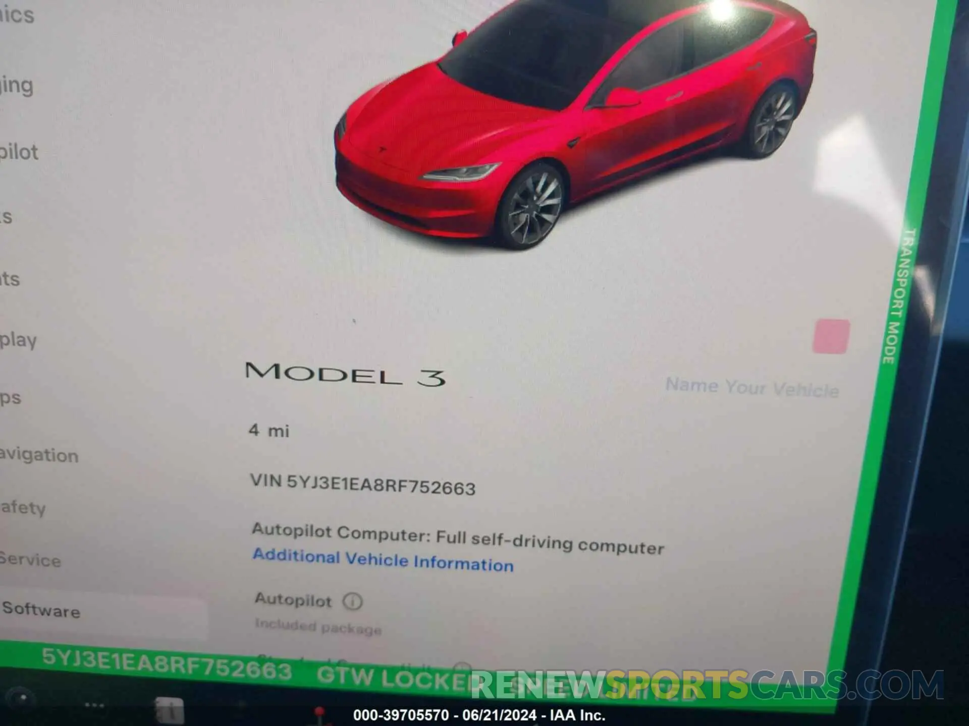7 fotografías del automóvil dañado 5YJ3E1EA8RF752663 TESLA MODEL 3 2024