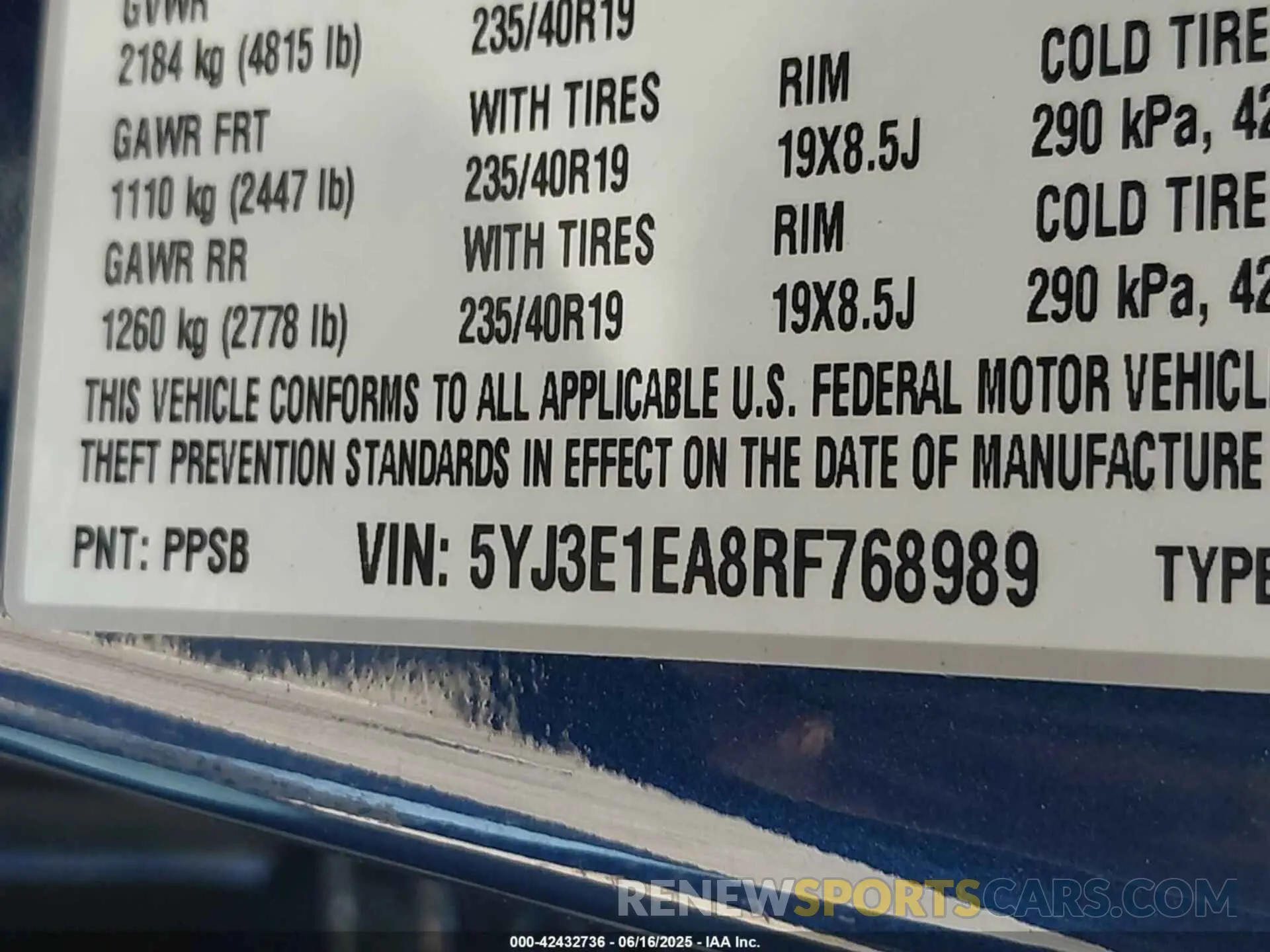 9 fotografías del automóvil dañado 5YJ3E1EA8RF768989 TESLA MODEL 3 2024