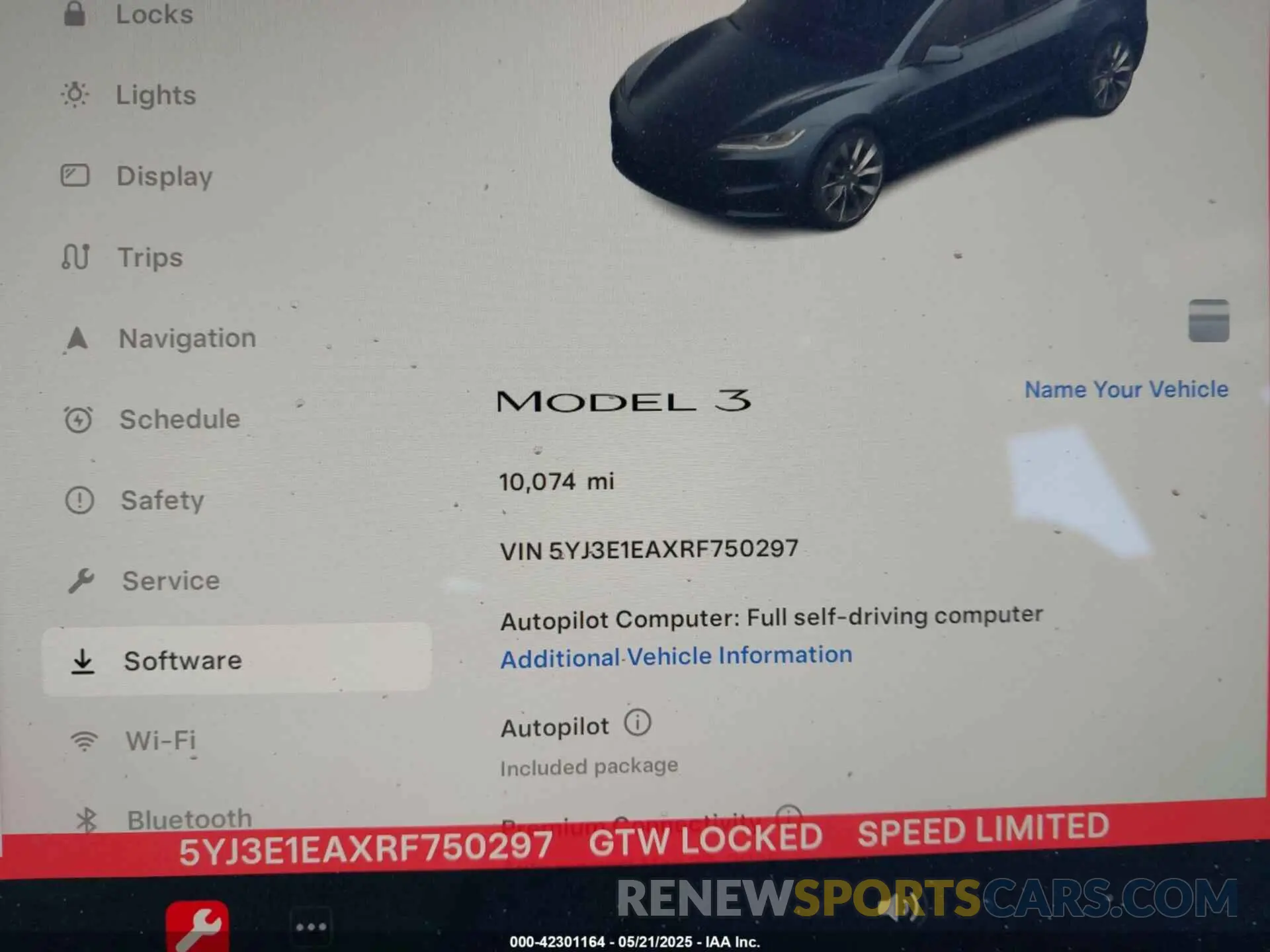 15 fotografías del automóvil dañado 5YJ3E1EAXRF750297 TESLA MODEL 3 2024