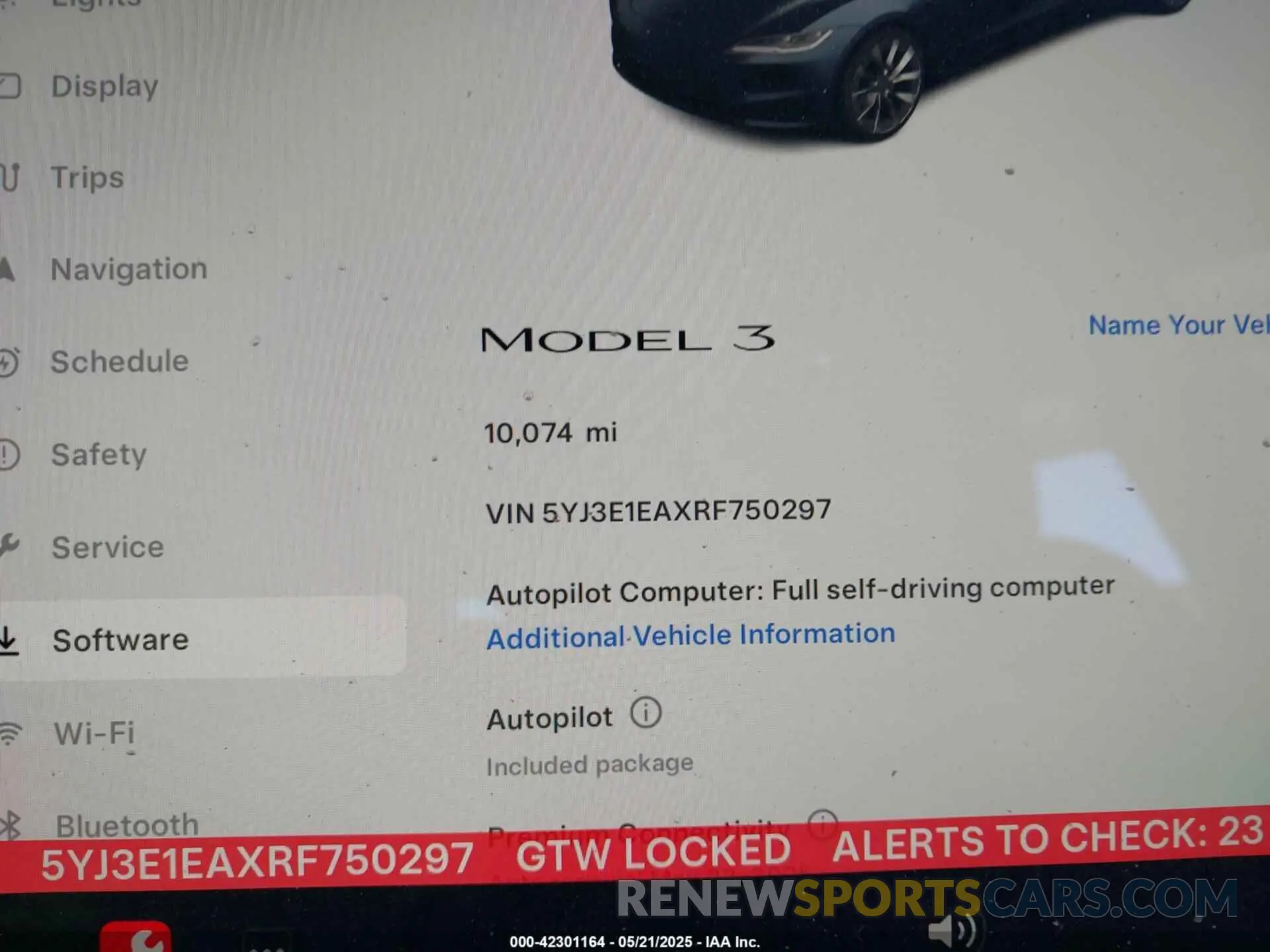 7 fotografías del automóvil dañado 5YJ3E1EAXRF750297 TESLA MODEL 3 2024