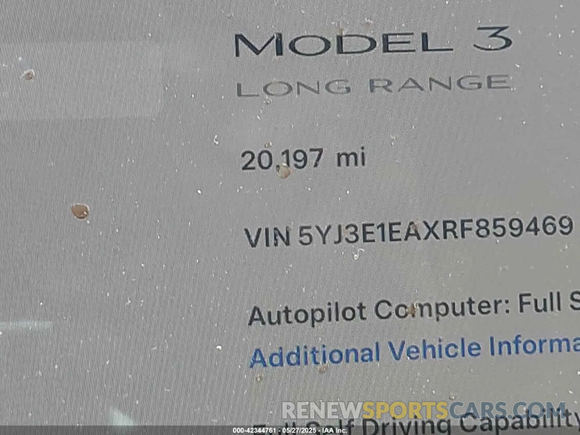 14 fotografías del automóvil dañado 5YJ3E1EAXRF859469 TESLA MODEL 3 2024