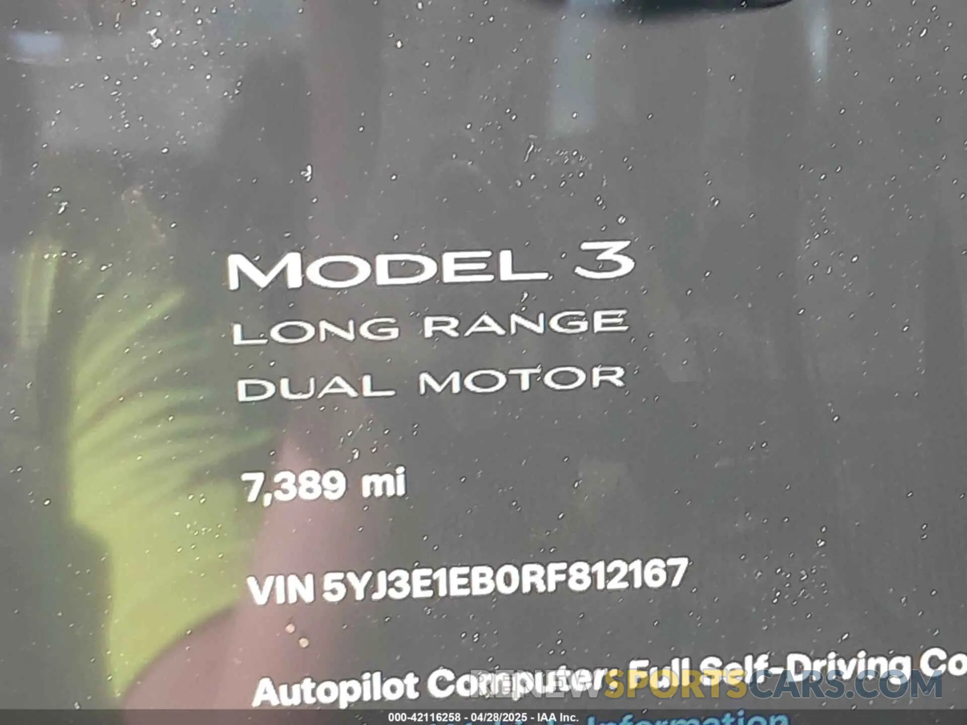 16 fotografías del automóvil dañado 5YJ3E1EB0RF812167 TESLA MODEL 3 2024
