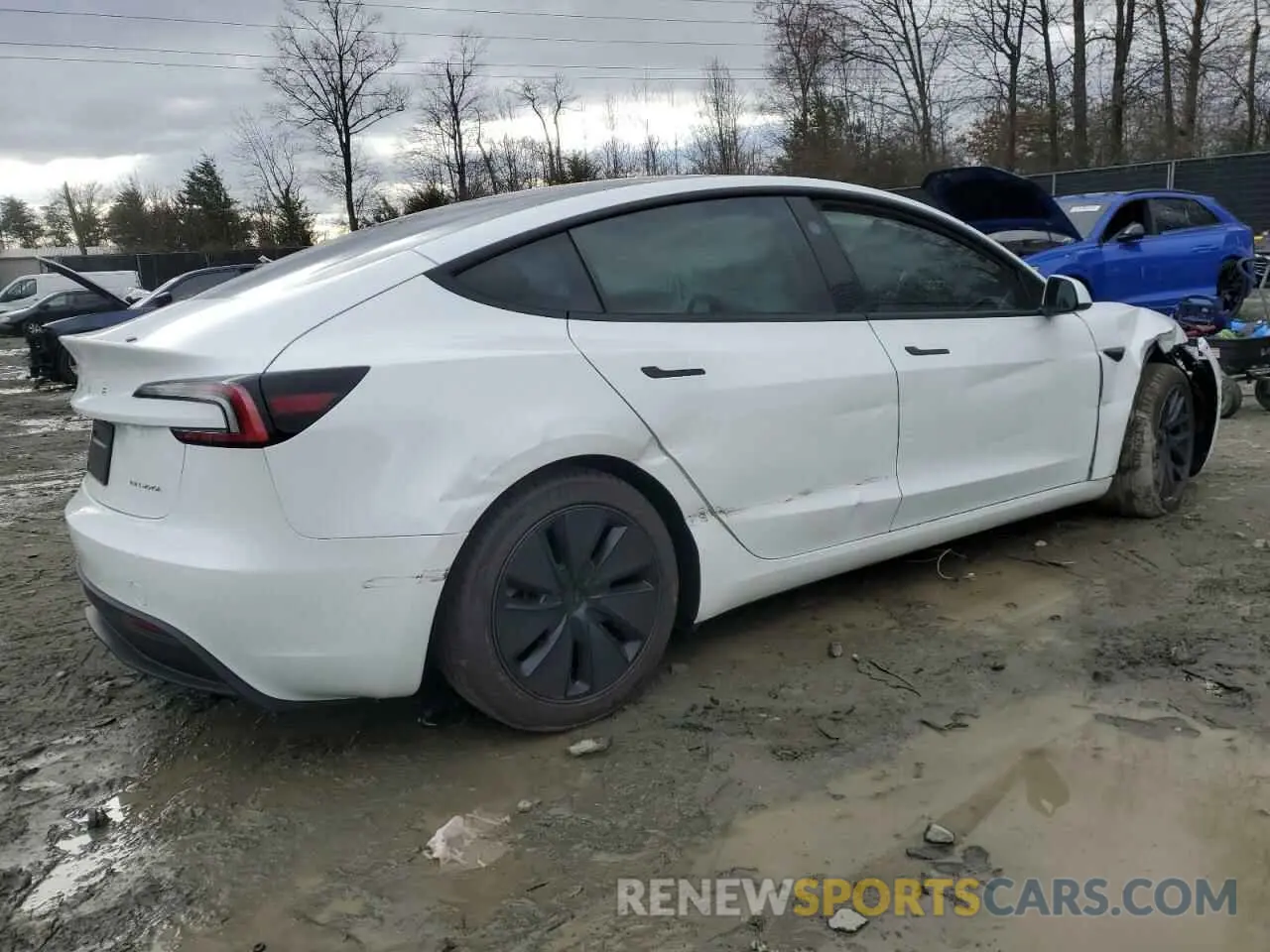 3 fotografías del automóvil dañado 5YJ3E1EB0RF822472 TESLA MODEL 3 2024