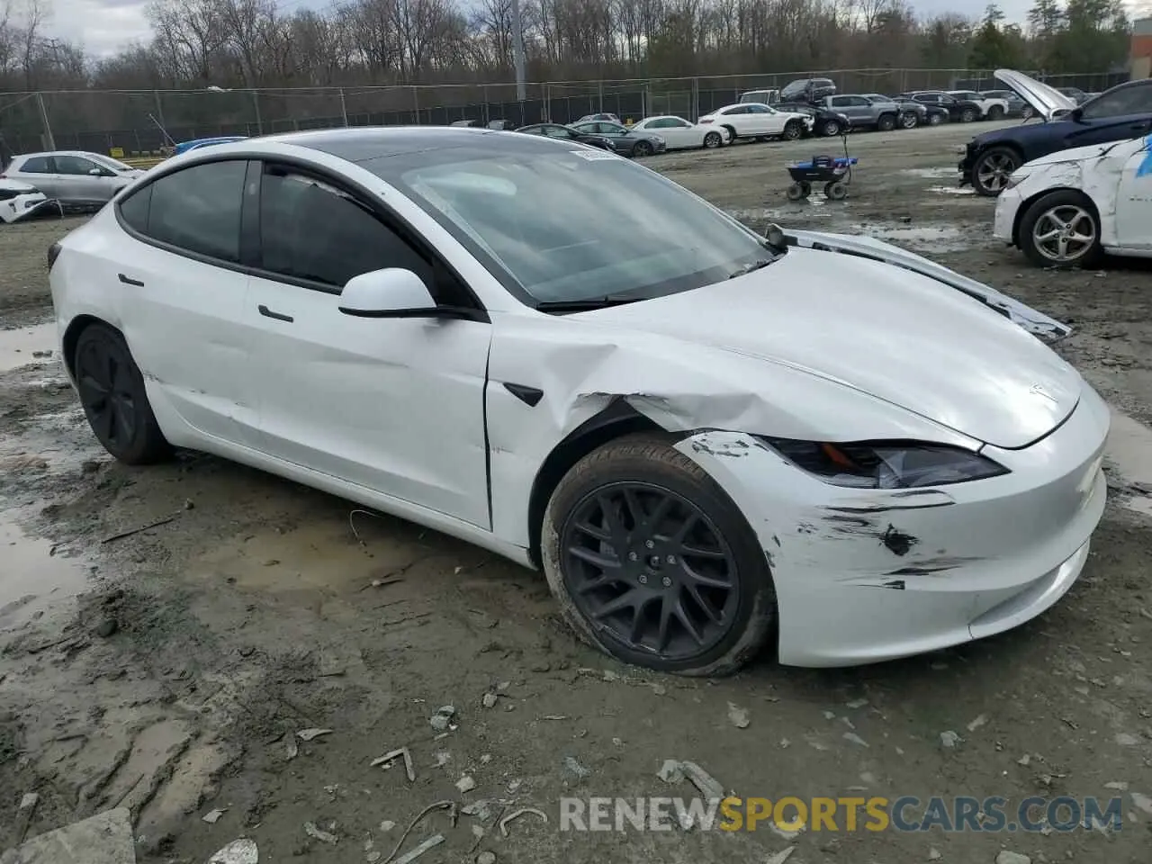 4 fotografías del automóvil dañado 5YJ3E1EB0RF822472 TESLA MODEL 3 2024