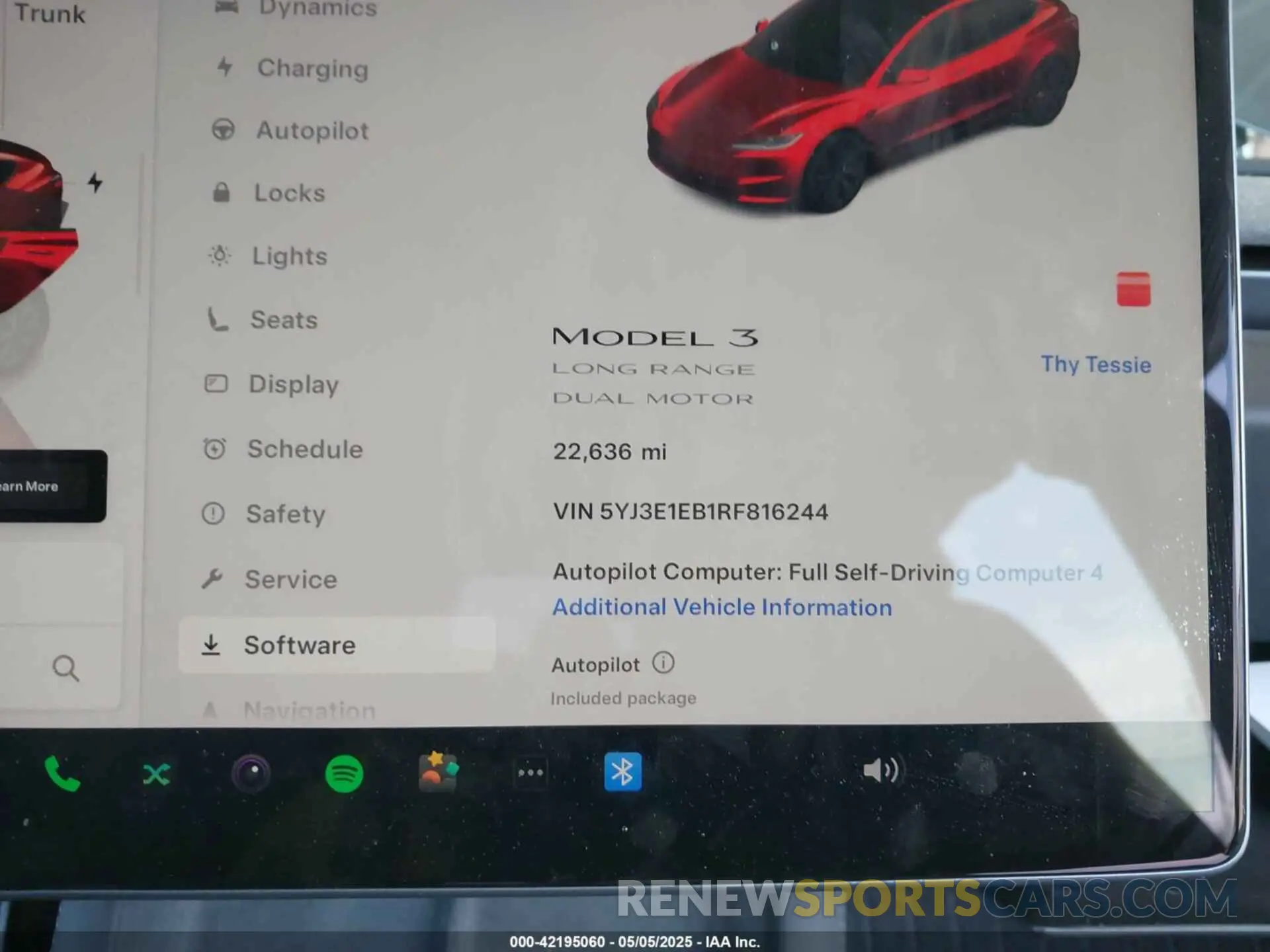14 fotografías del automóvil dañado 5YJ3E1EB1RF816244 TESLA MODEL 3 2024