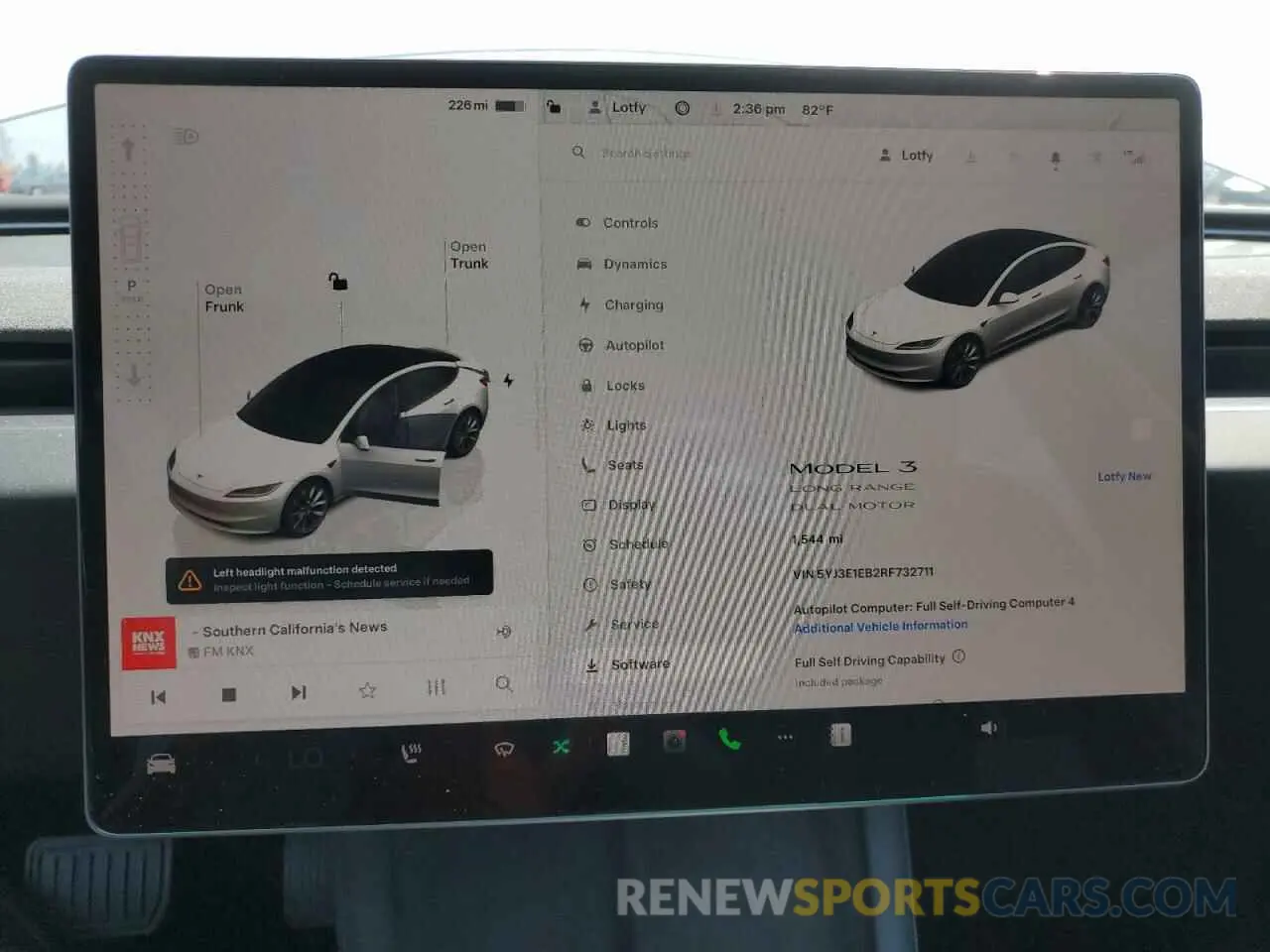 9 fotografías del automóvil dañado 5YJ3E1EB2RF732711 TESLA MODEL 3 2024