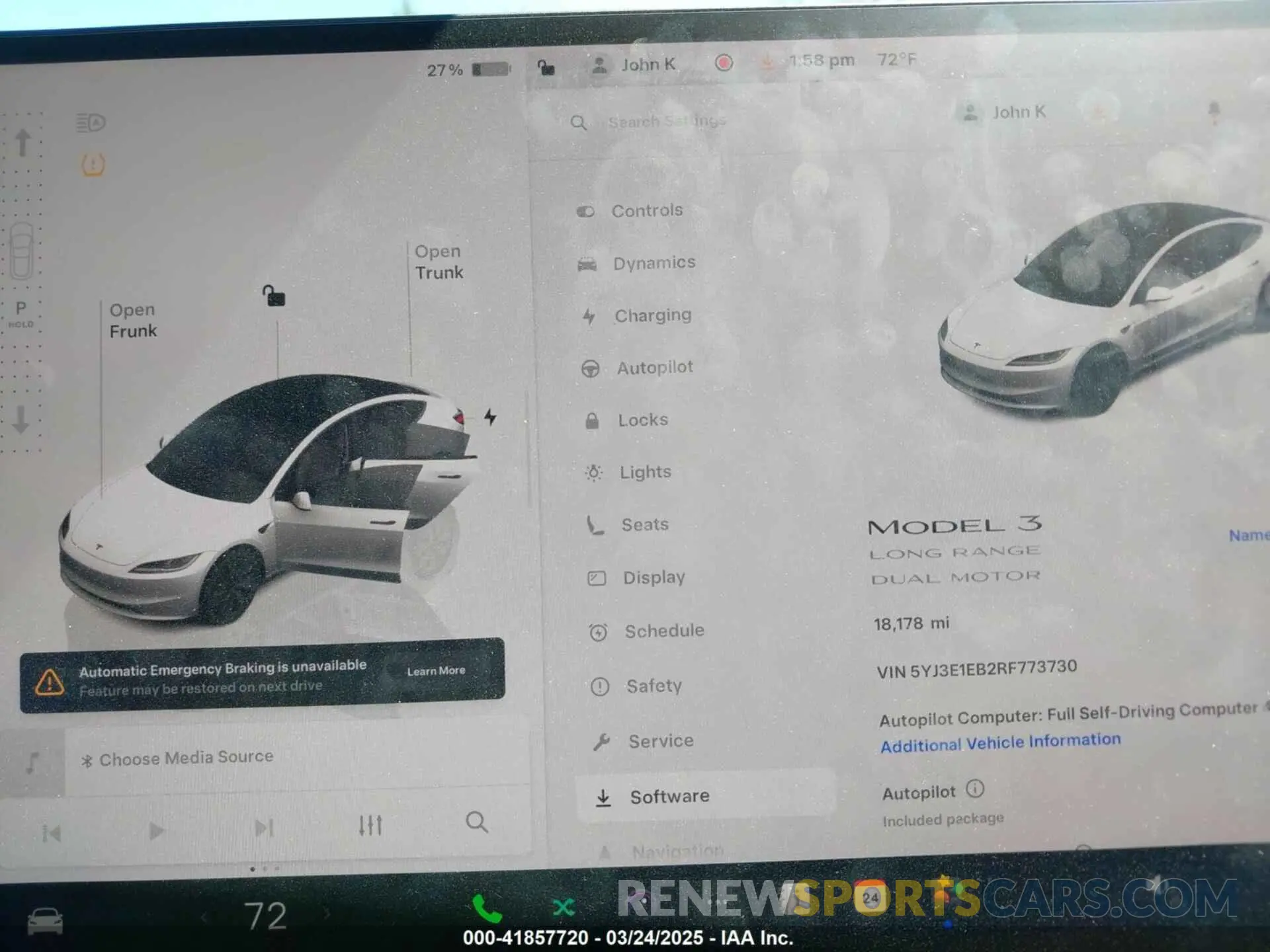 7 fotografías del automóvil dañado 5YJ3E1EB2RF773730 TESLA MODEL 3 2024