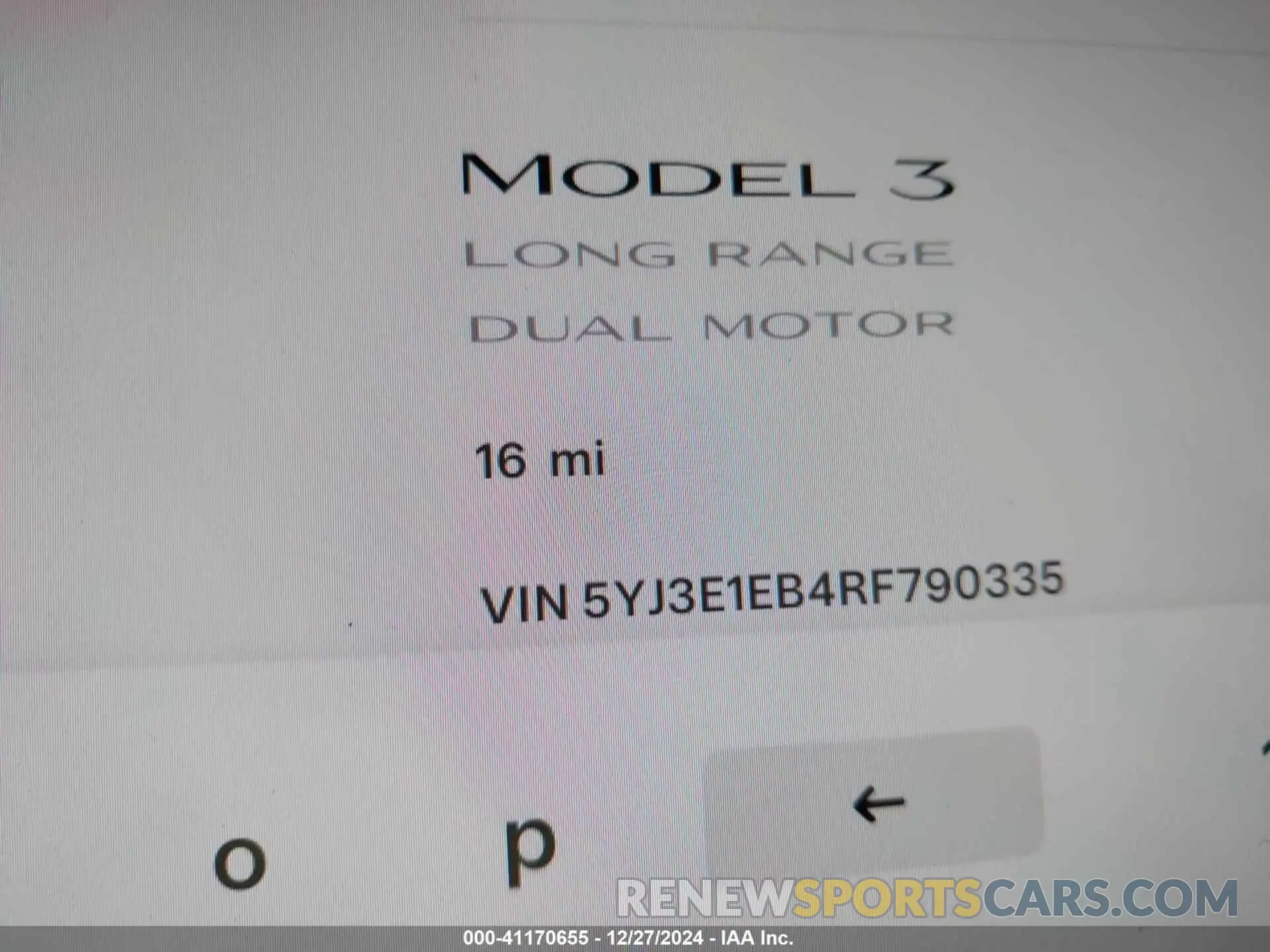 7 fotografías del automóvil dañado 5YJ3E1EB4RF790335 TESLA MODEL 3 2024