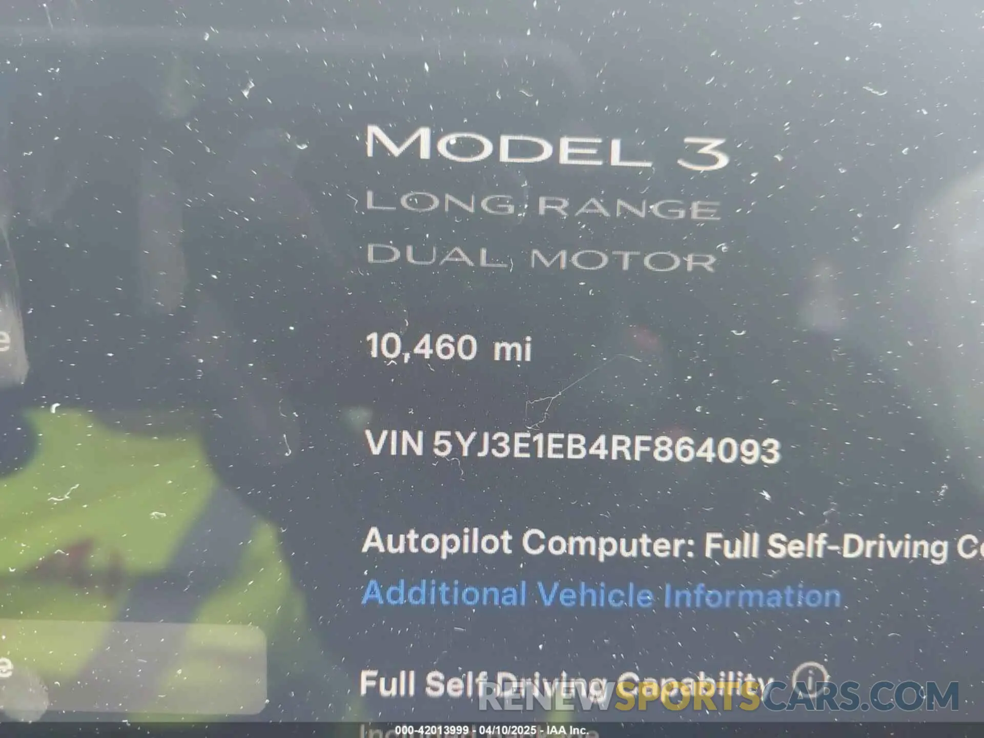 7 fotografías del automóvil dañado 5YJ3E1EB4RF864093 TESLA MODEL 3 2024