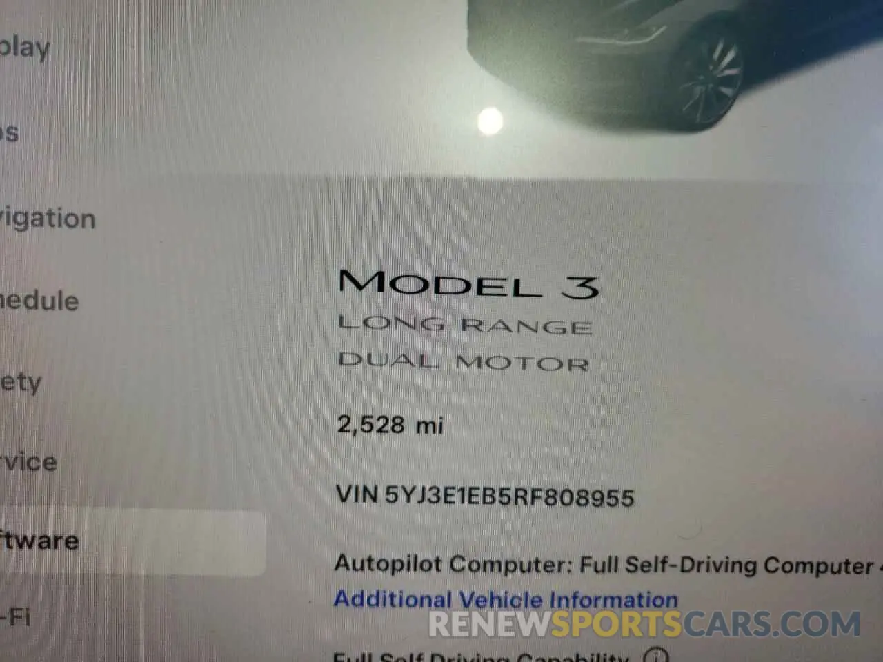 9 fotografías del automóvil dañado 5YJ3E1EB5RF808955 TESLA MODEL 3 2024
