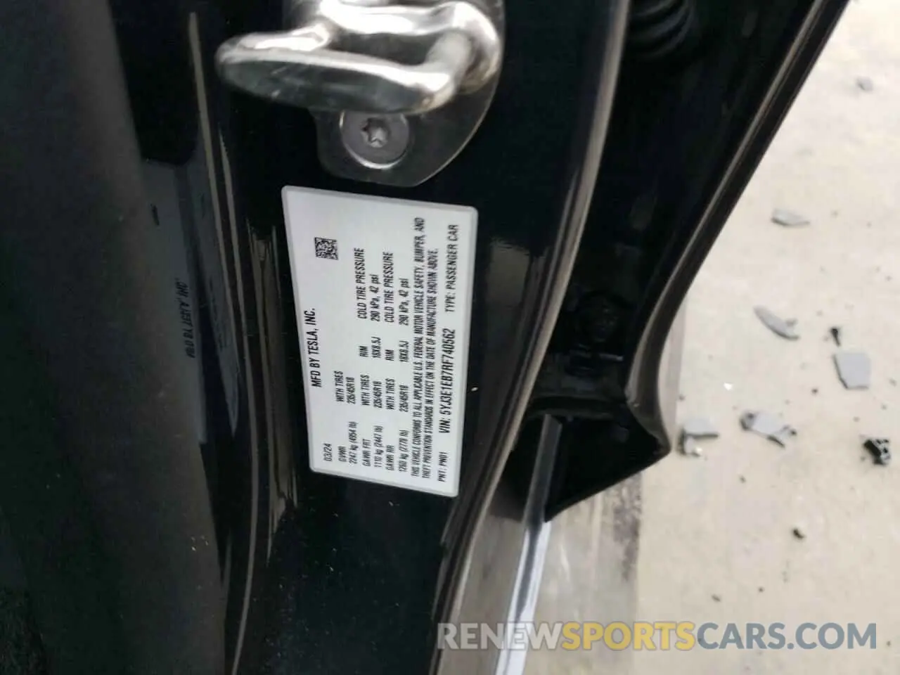 12 fotografías del automóvil dañado 5YJ3E1EB7RF740562 TESLA MODEL 3 2024