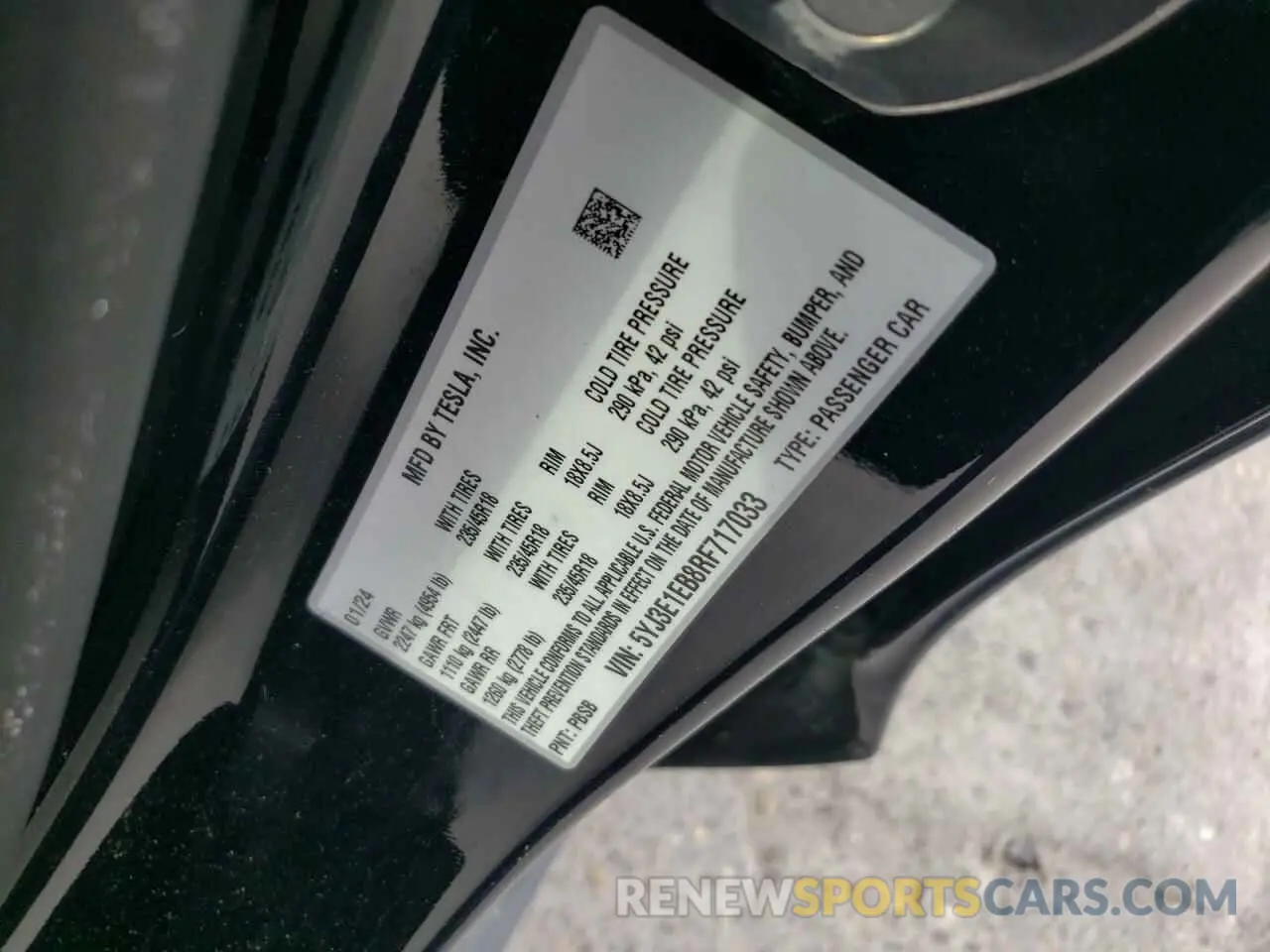 14 fotografías del automóvil dañado 5YJ3E1EB8RF717033 TESLA MODEL 3 2024