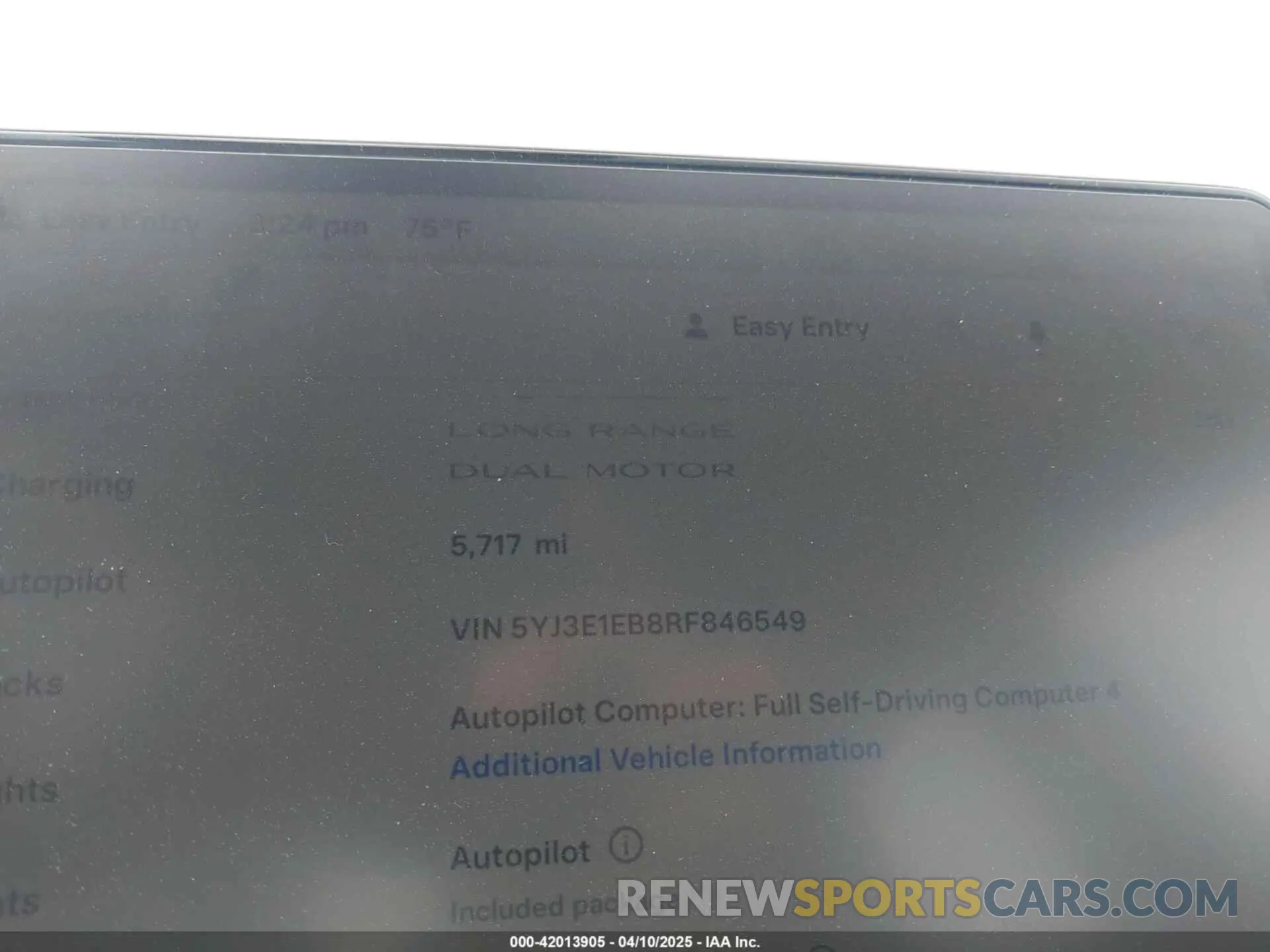 15 fotografías del automóvil dañado 5YJ3E1EB8RF846549 TESLA MODEL 3 2024