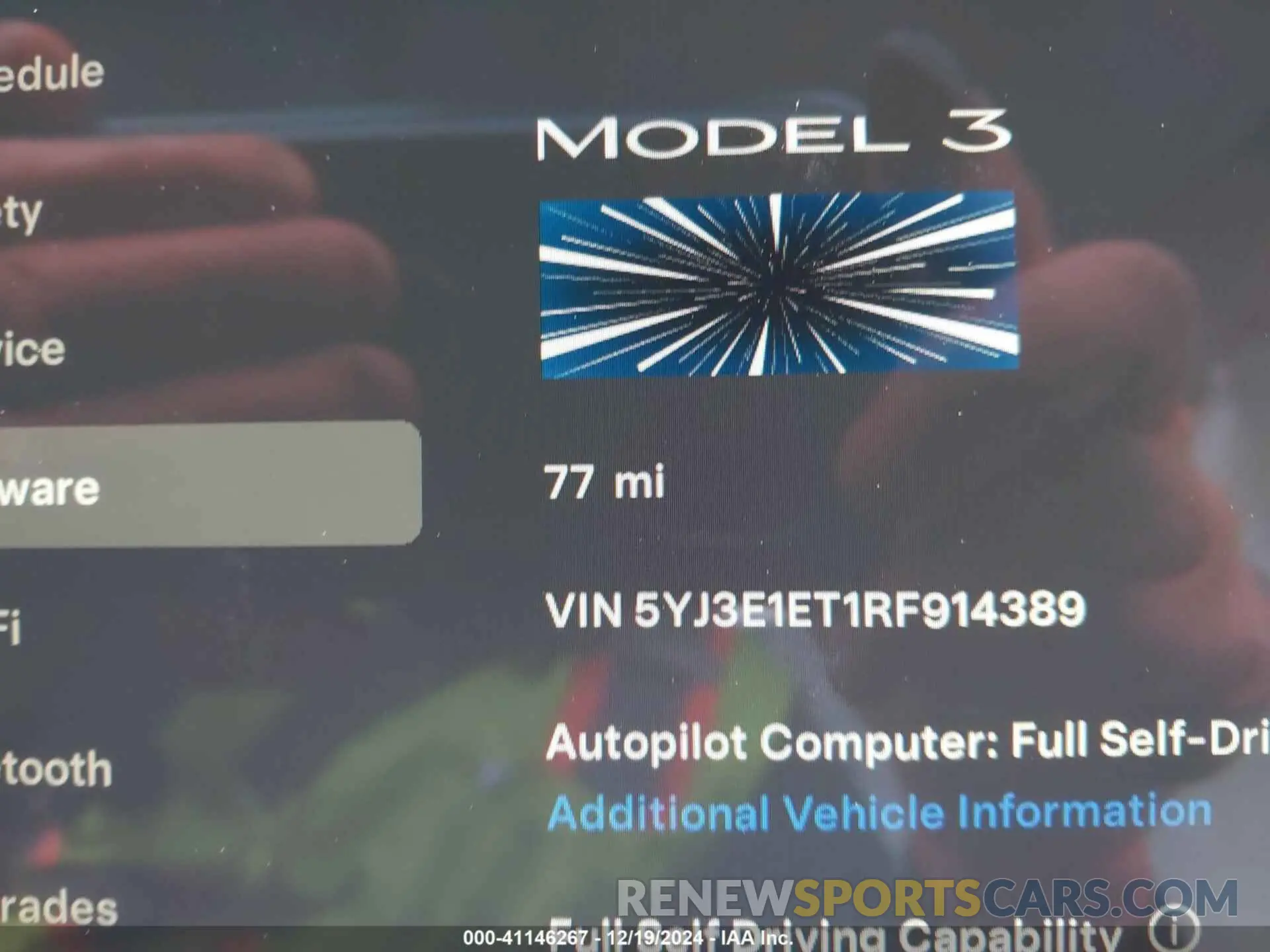 14 fotografías del automóvil dañado 5YJ3E1ET1RF914389 TESLA MODEL 3 2024