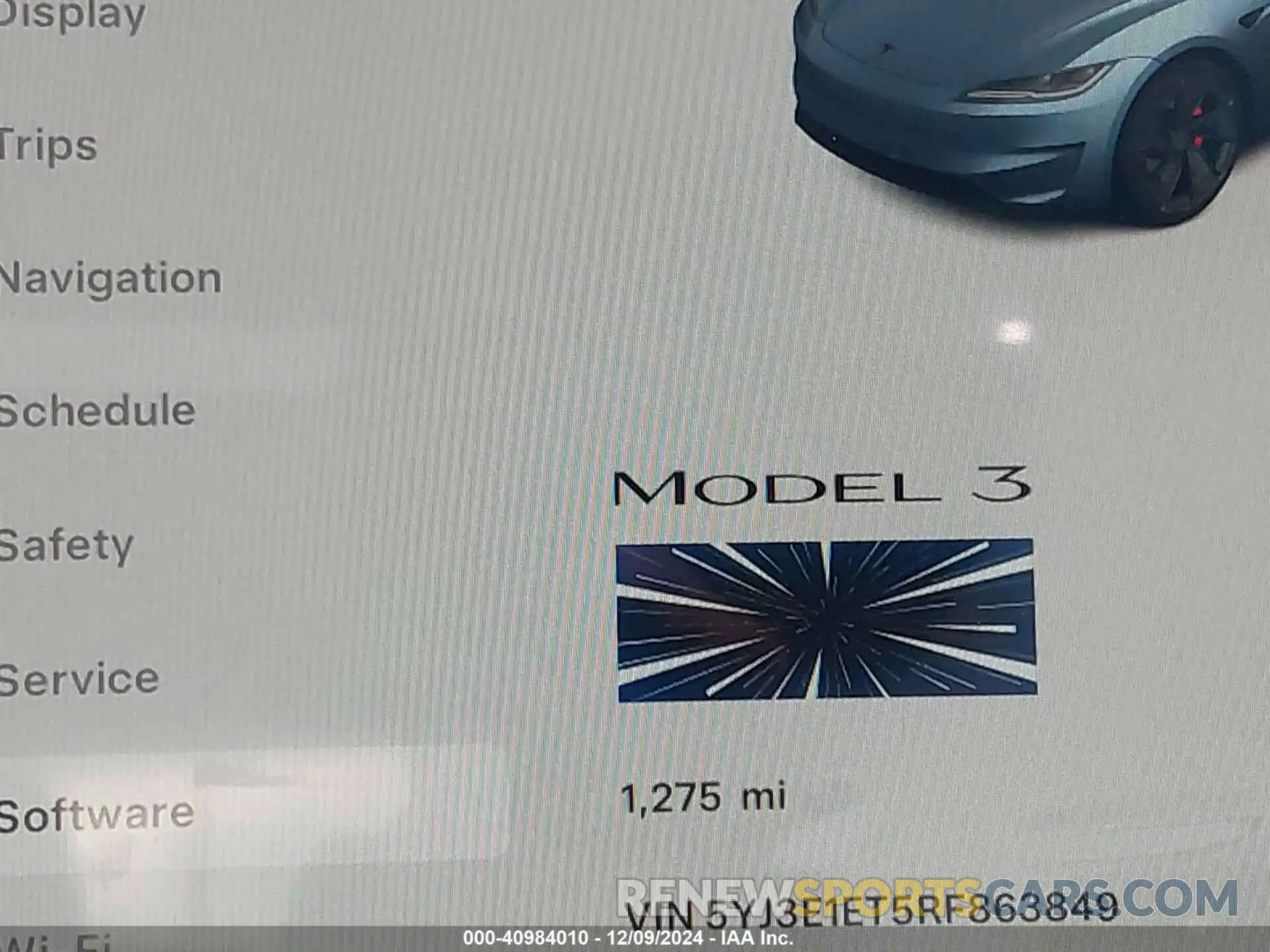 7 fotografías del automóvil dañado 5YJ3E1ET5RF863849 TESLA MODEL 3 2024