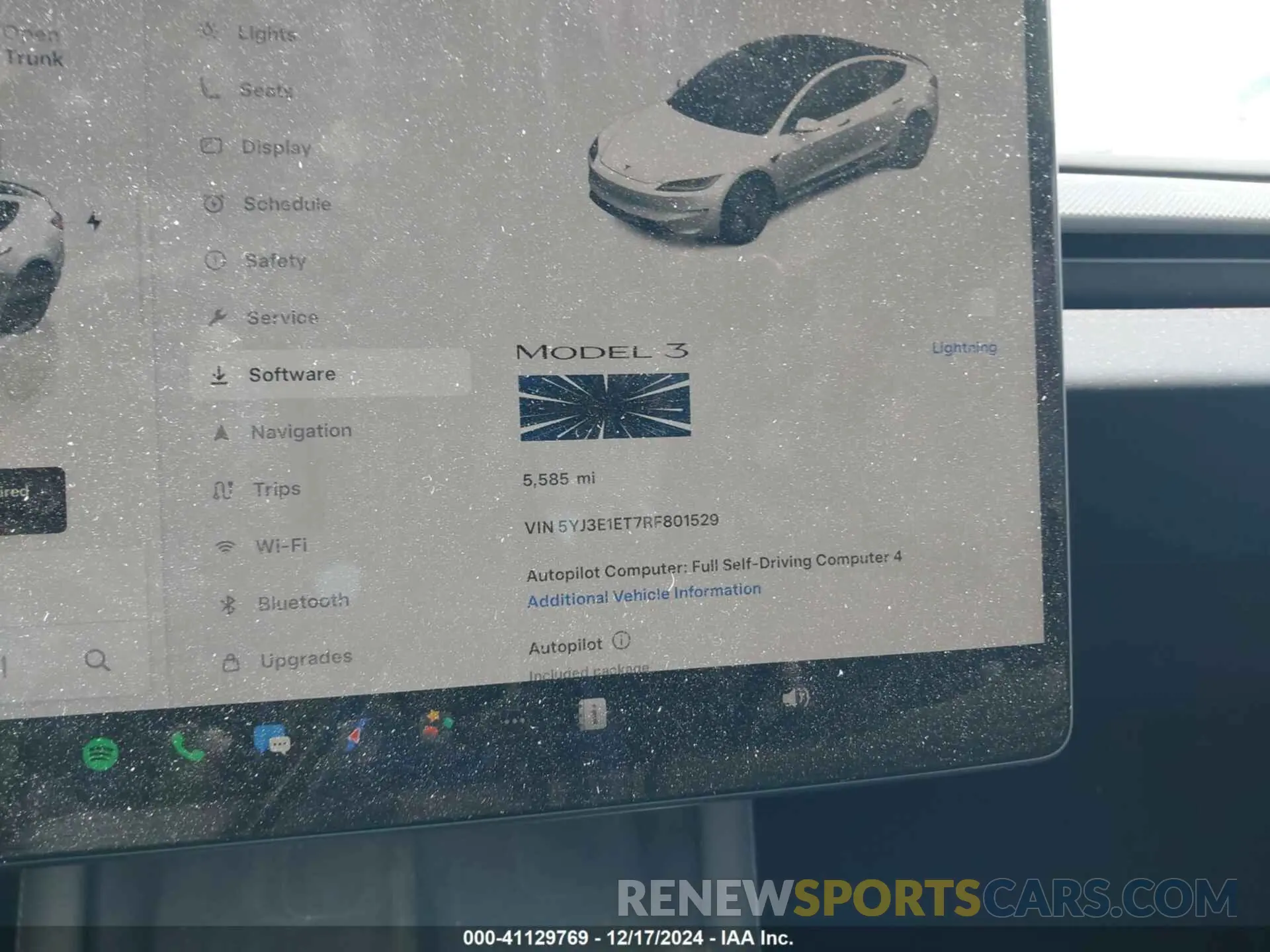7 fotografías del automóvil dañado 5YJ3E1ET7RF801529 TESLA MODEL 3 2024