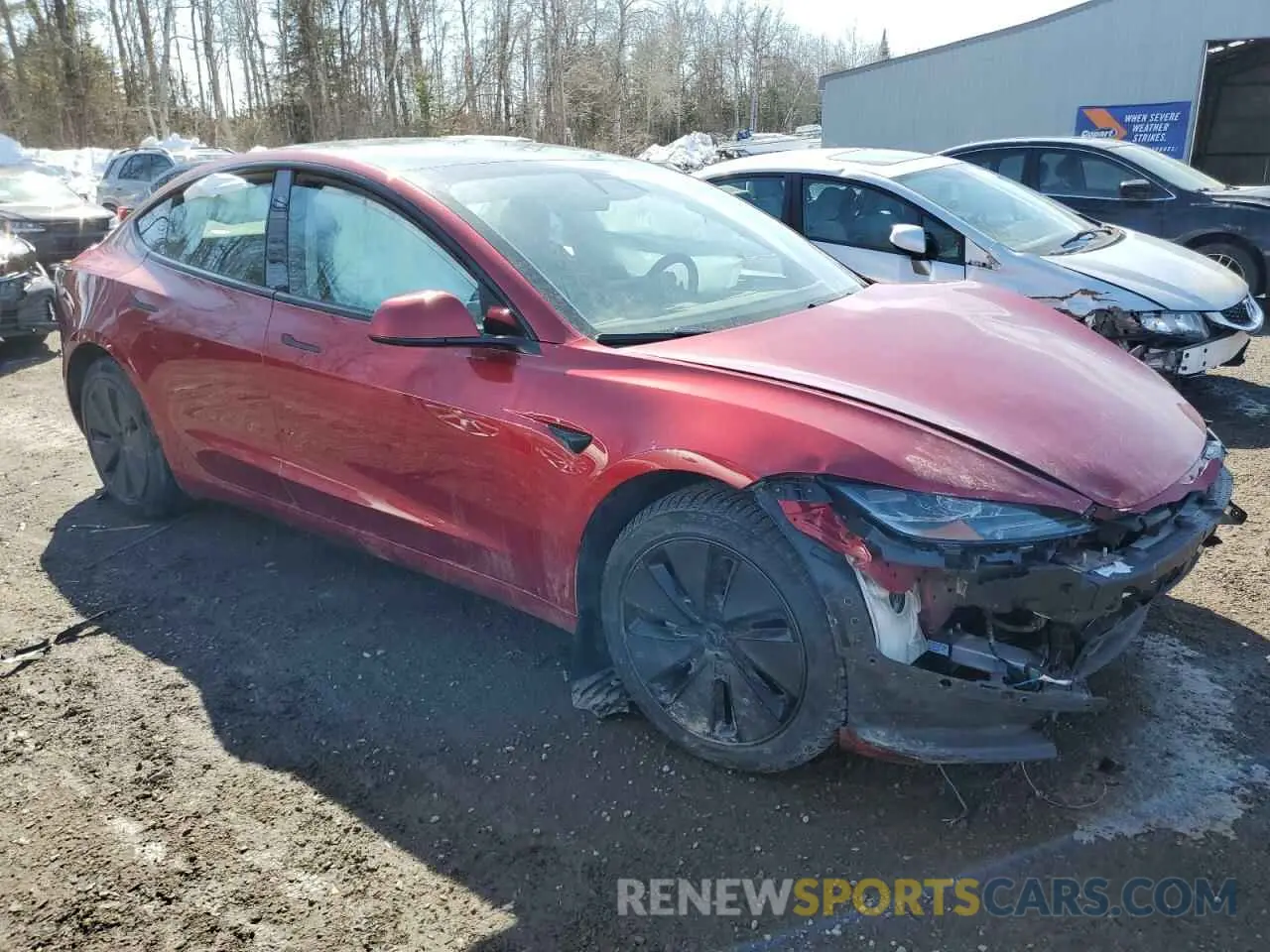 4 fotografías del automóvil dañado LRW3E7EB6RC057894 TESLA MODEL 3 2024