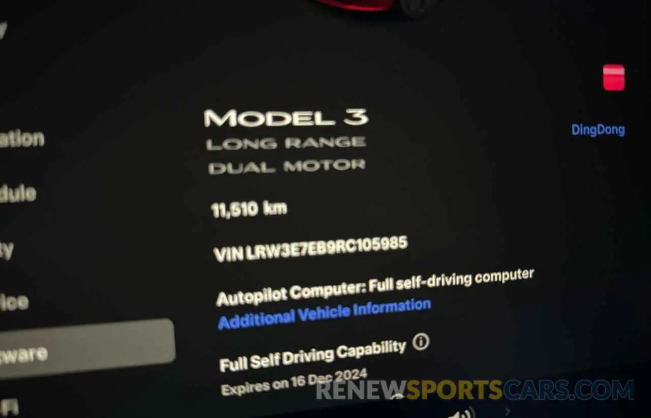 8 fotografías del automóvil dañado LRW3E7EB9RC105985 TESLA MODEL 3 2024