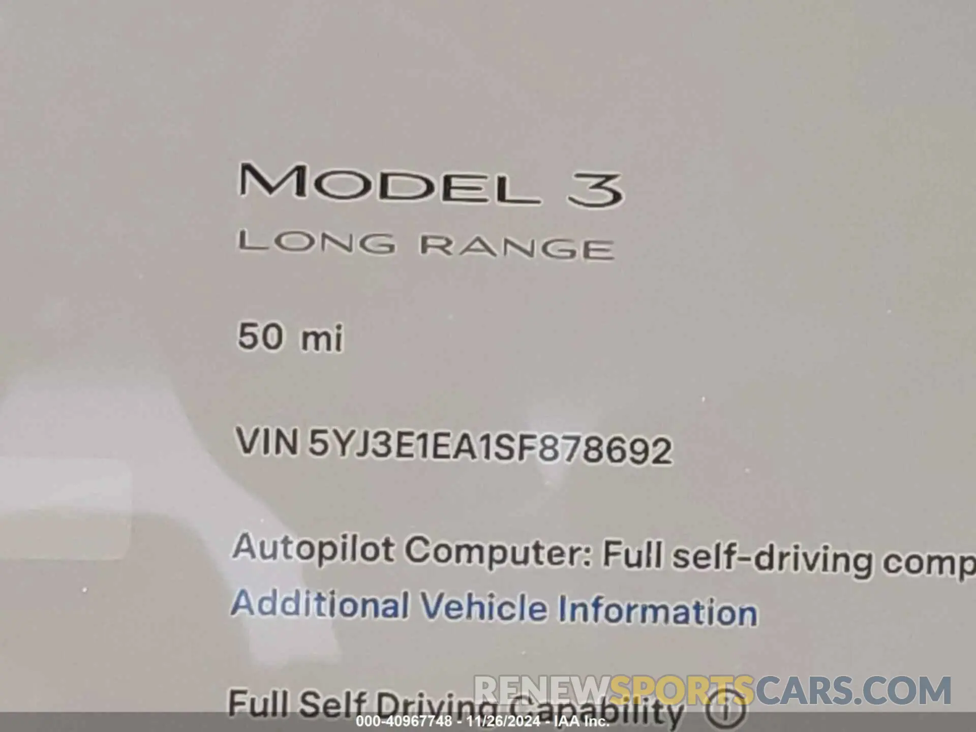 14 fotografías del automóvil dañado 5YJ3E1EA1SF878692 TESLA MODEL 3 2025