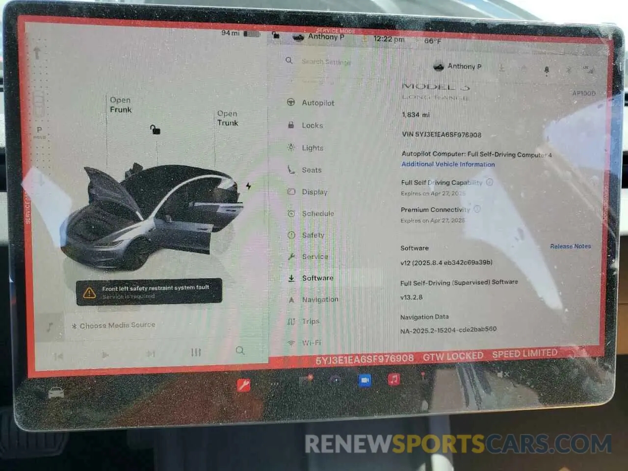 9 fotografías del automóvil dañado 5YJ3E1EA6SF976908 TESLA MODEL 3 2025