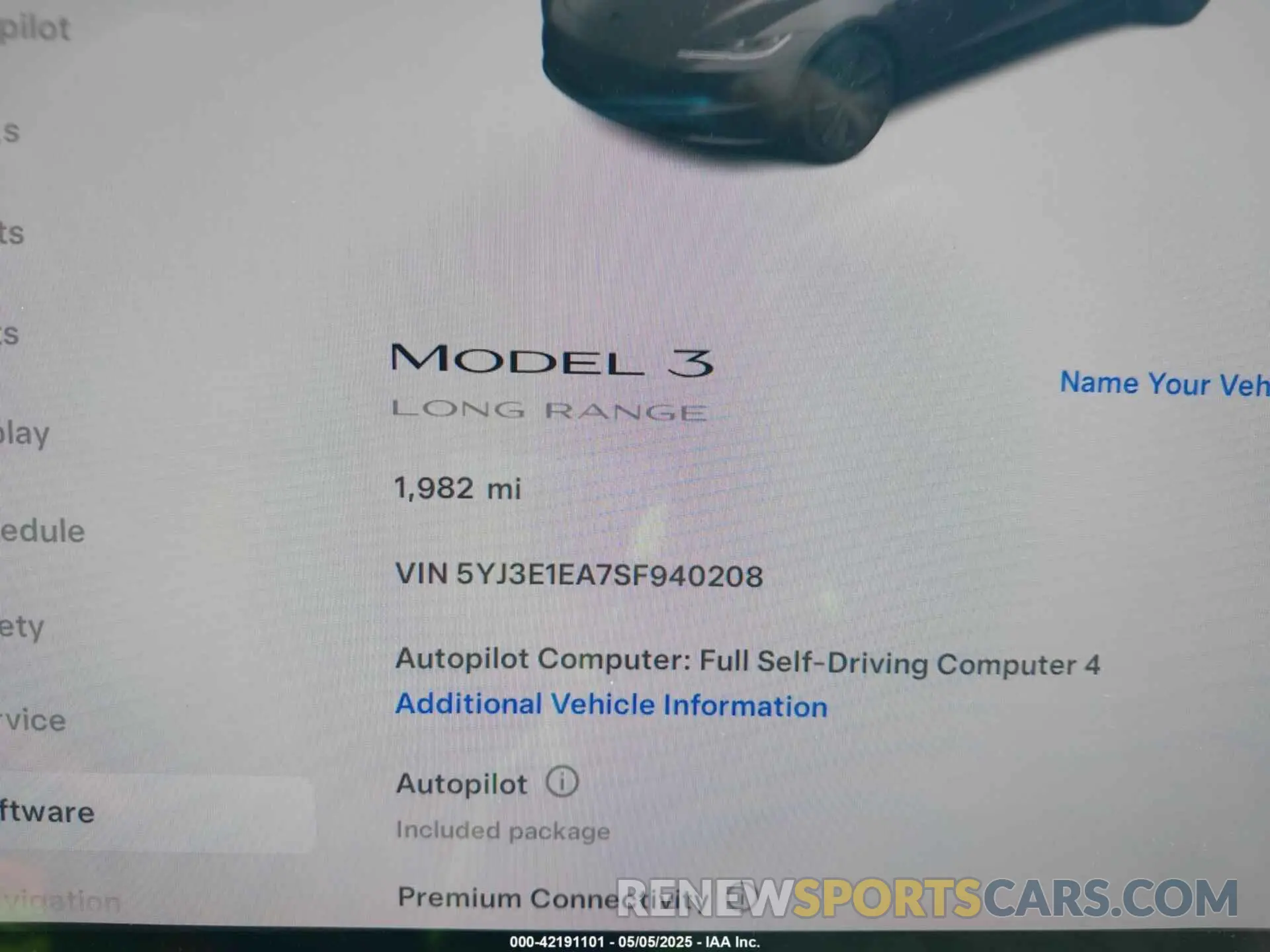7 fotografías del automóvil dañado 5YJ3E1EA7SF940208 TESLA MODEL 3 2025