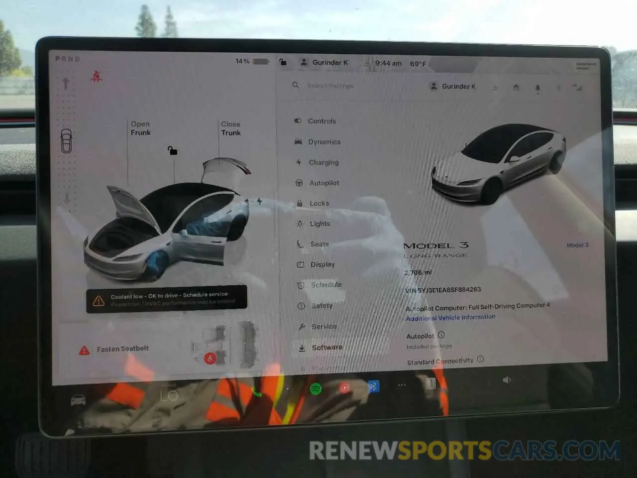 9 fotografías del automóvil dañado 5YJ3E1EA8SF884263 TESLA MODEL 3 2025