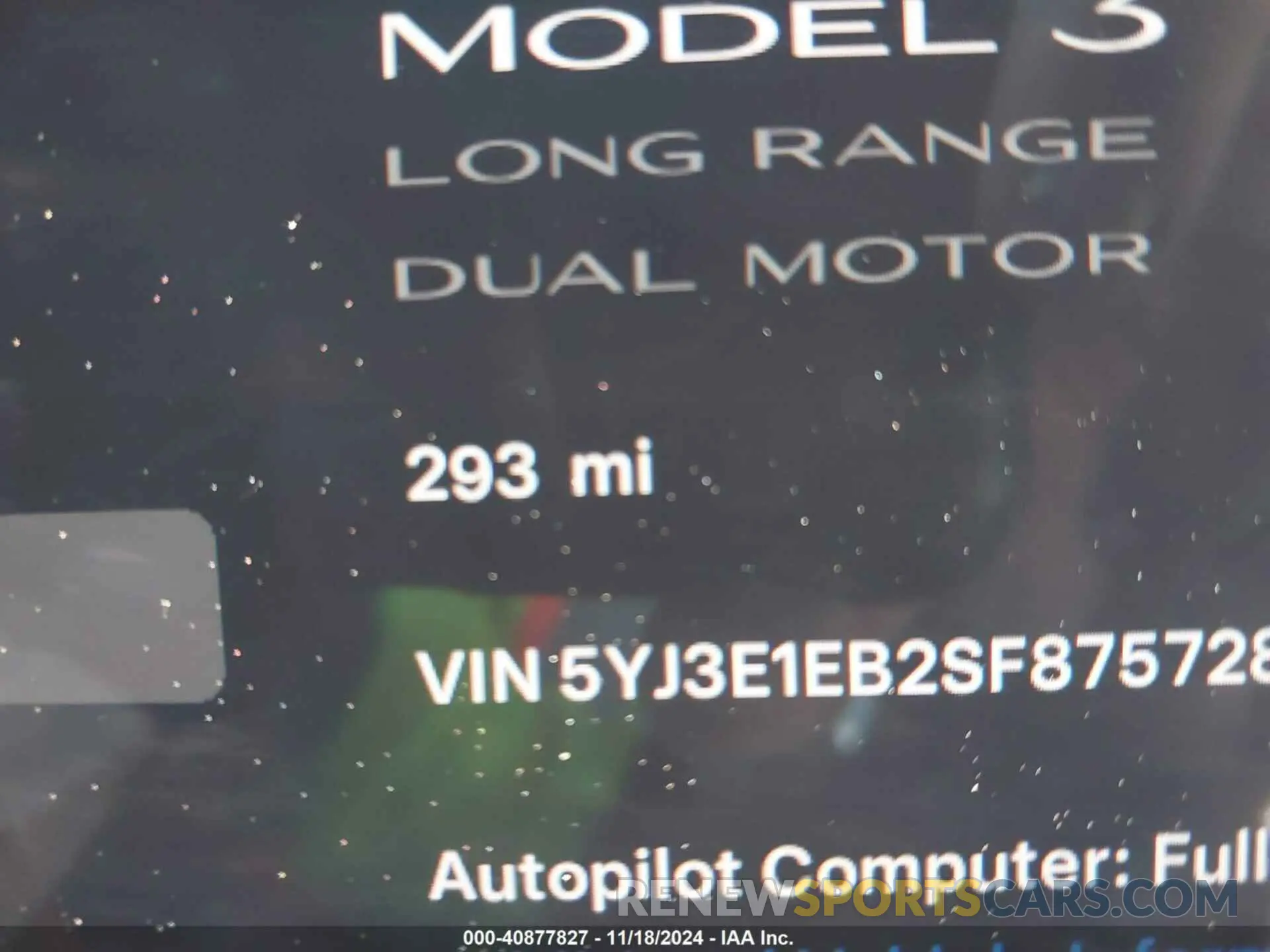 14 fotografías del automóvil dañado 5YJ3E1EB2SF875728 TESLA MODEL 3 2025