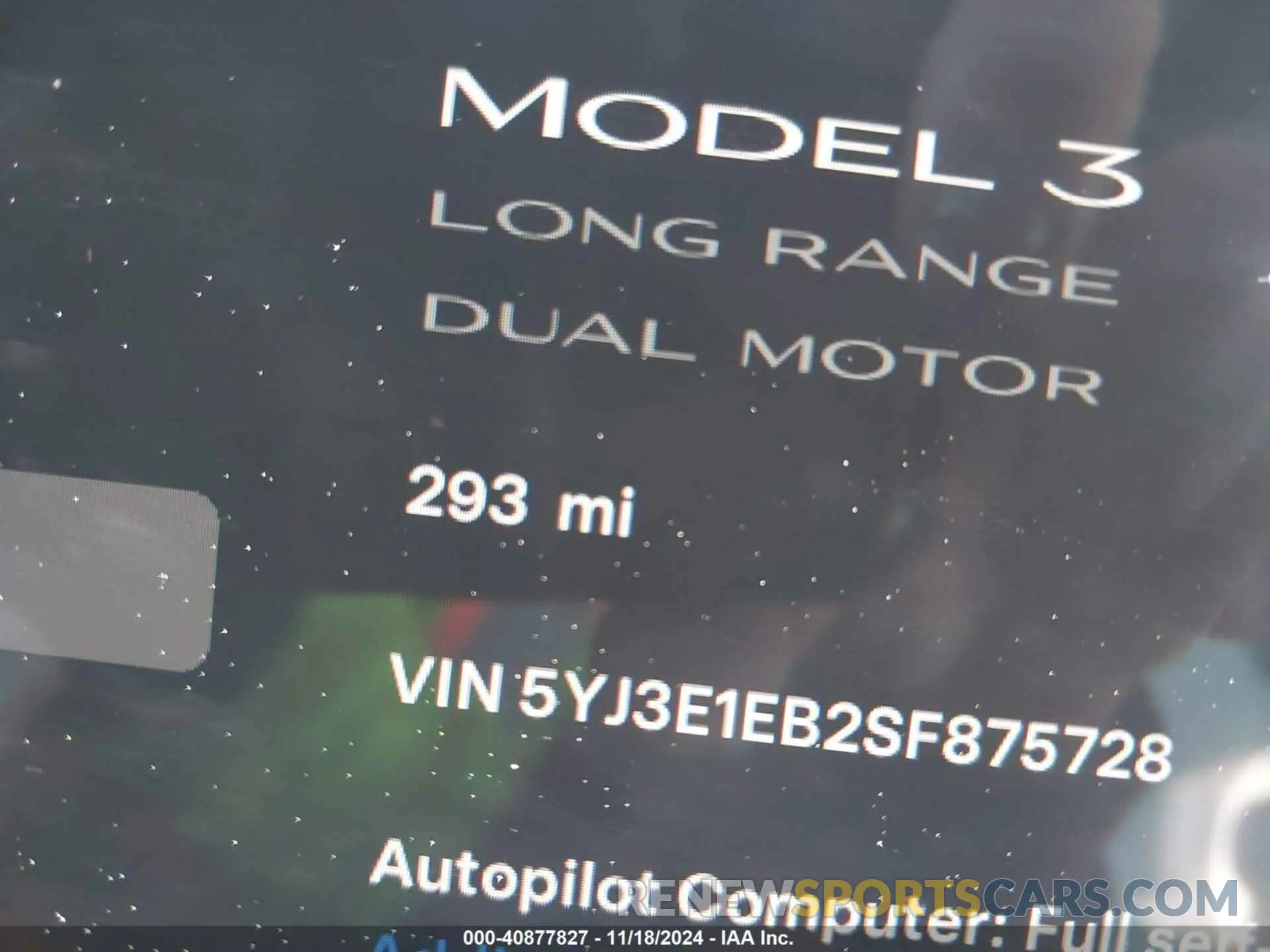 7 fotografías del automóvil dañado 5YJ3E1EB2SF875728 TESLA MODEL 3 2025