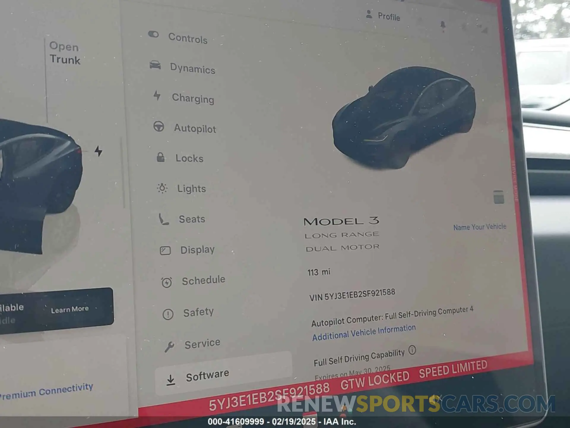 7 fotografías del automóvil dañado 5YJ3E1EB2SF921588 TESLA MODEL 3 2025