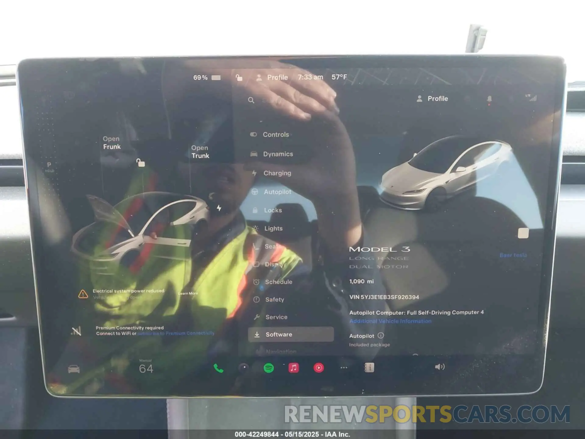 7 fotografías del automóvil dañado 5YJ3E1EB3SF926394 TESLA MODEL 3 2025
