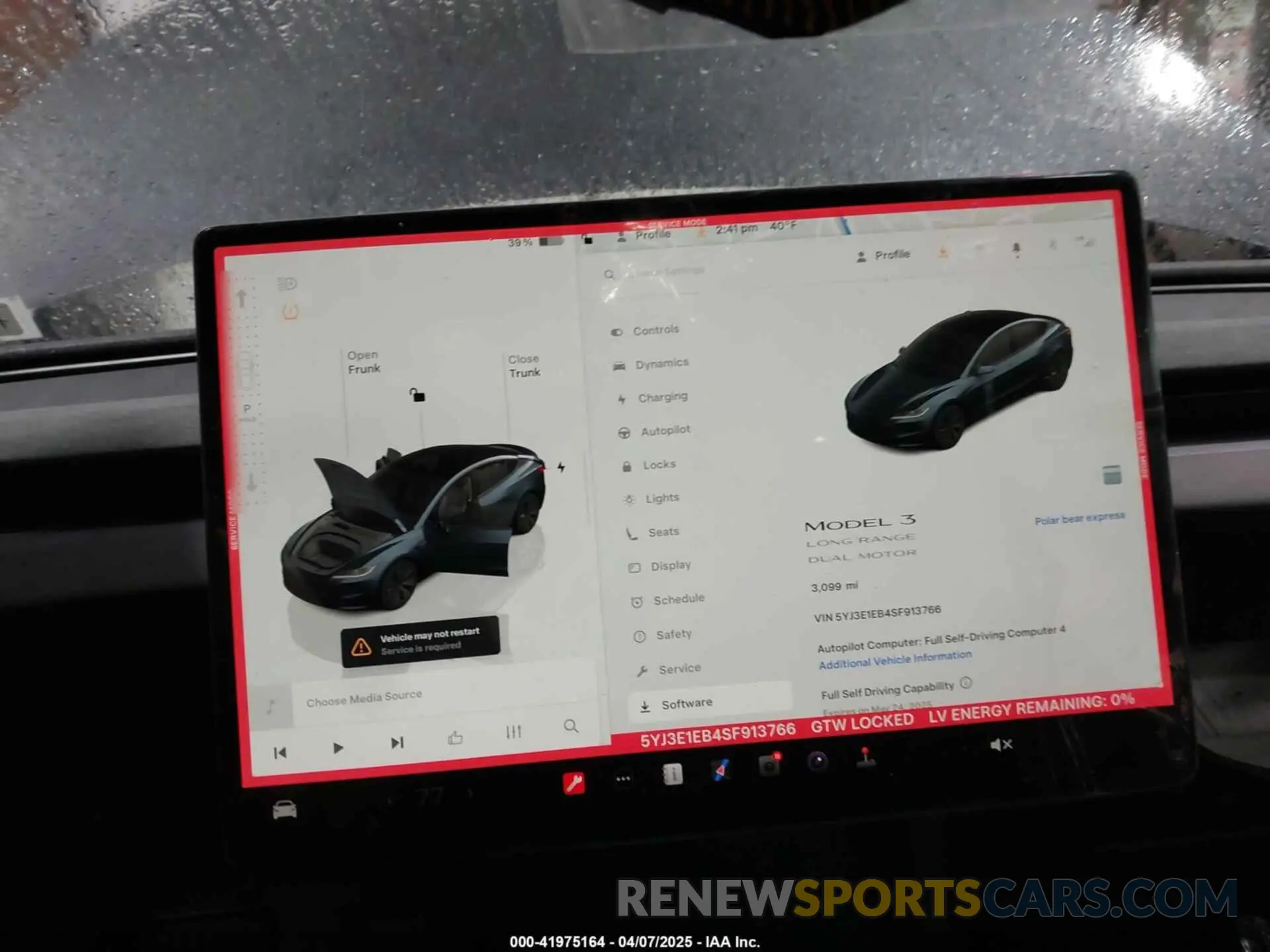 17 fotografías del automóvil dañado 5YJ3E1EB4SF913766 TESLA MODEL 3 2025