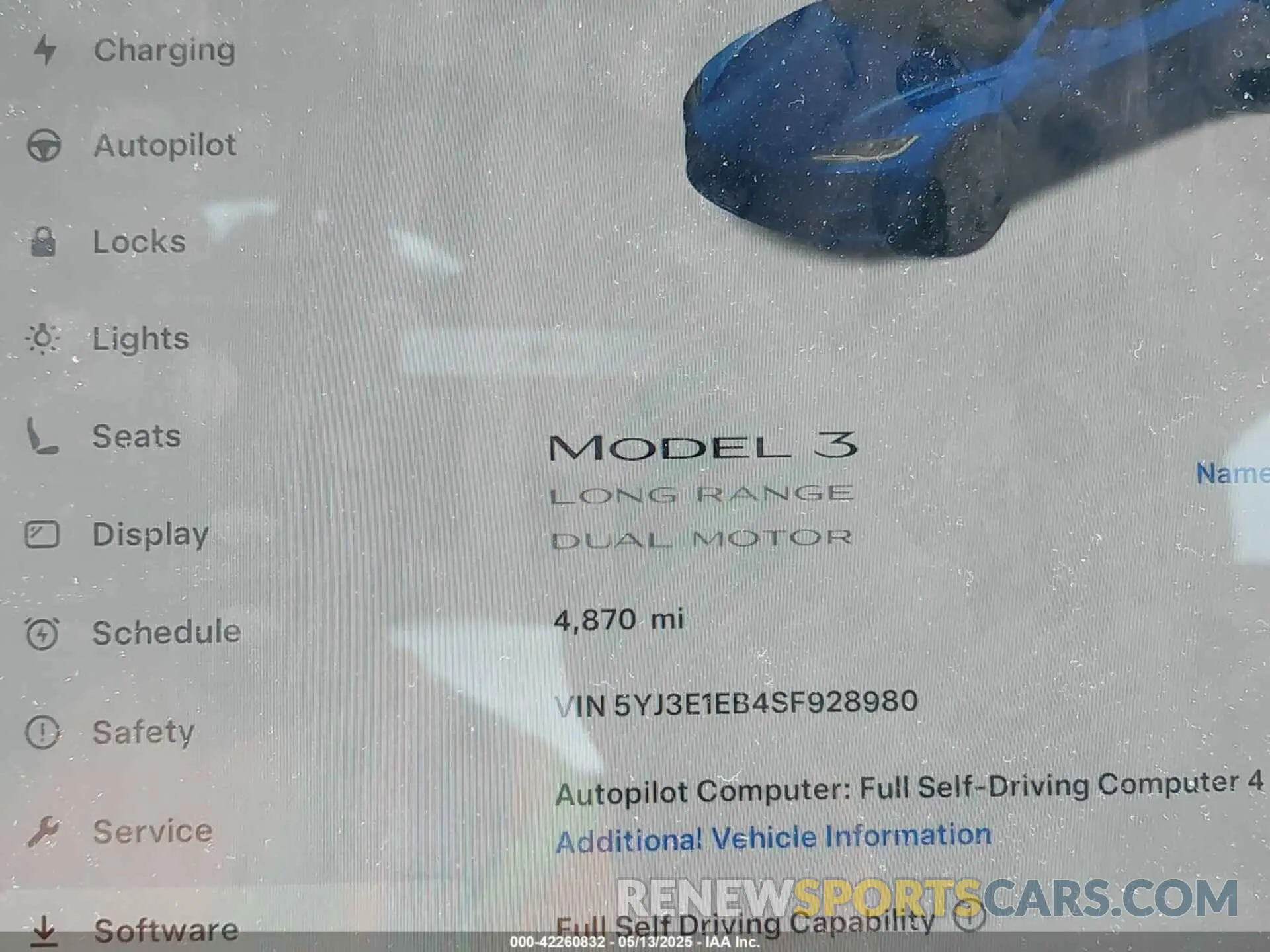 15 fotografías del automóvil dañado 5YJ3E1EB4SF928980 TESLA MODEL 3 2025