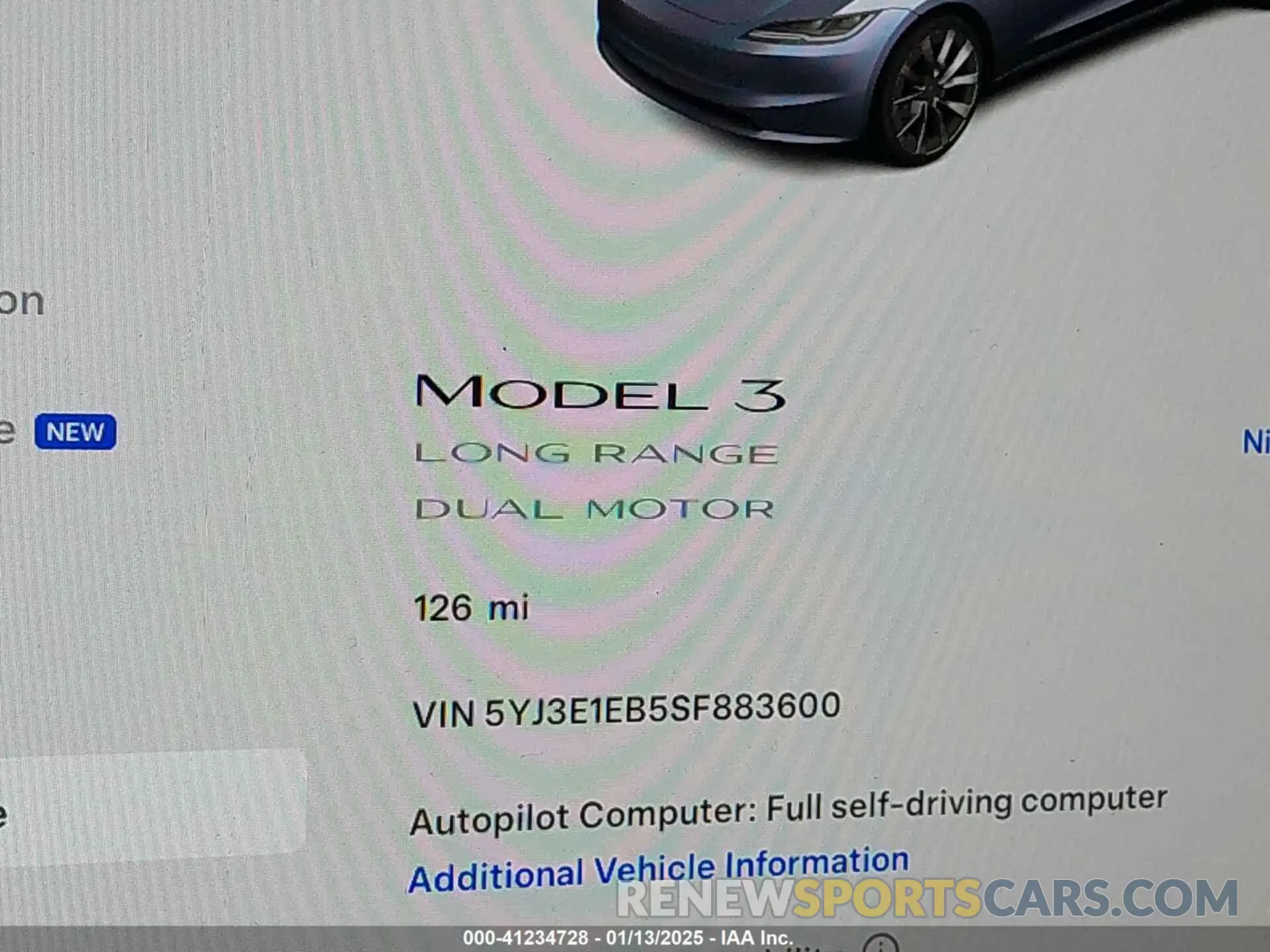 14 fotografías del automóvil dañado 5YJ3E1EB5SF883600 TESLA MODEL 3 2025