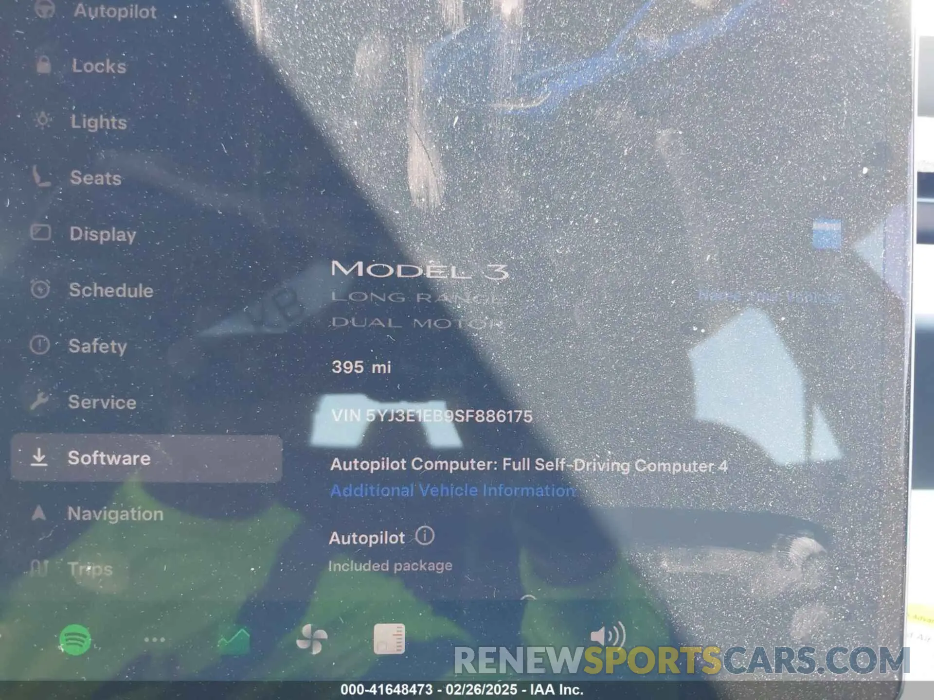 7 fotografías del automóvil dañado 5YJ3E1EB9SF886175 TESLA MODEL 3 2025