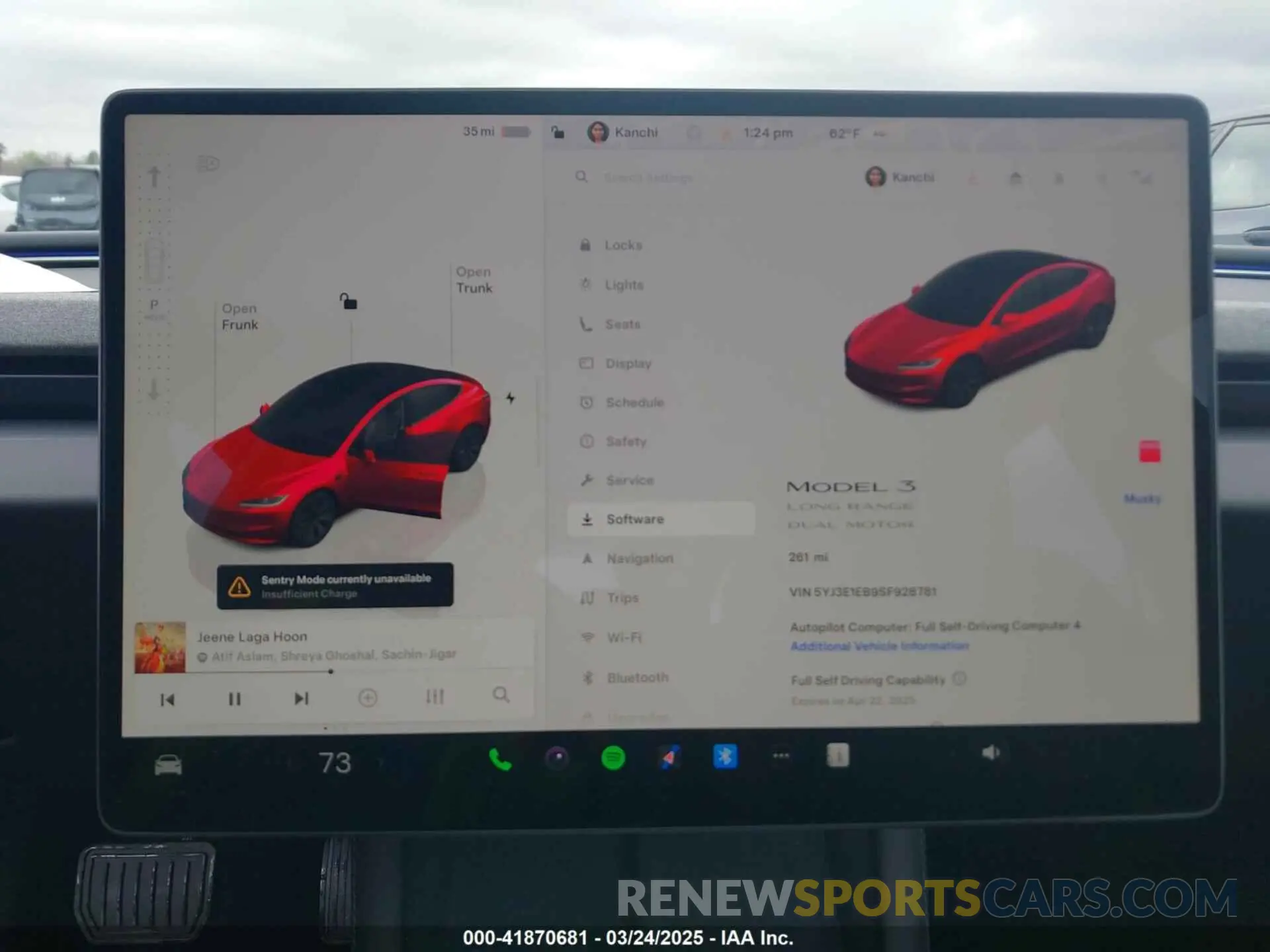 7 fotografías del automóvil dañado 5YJ3E1EB9SF928781 TESLA MODEL 3 2025