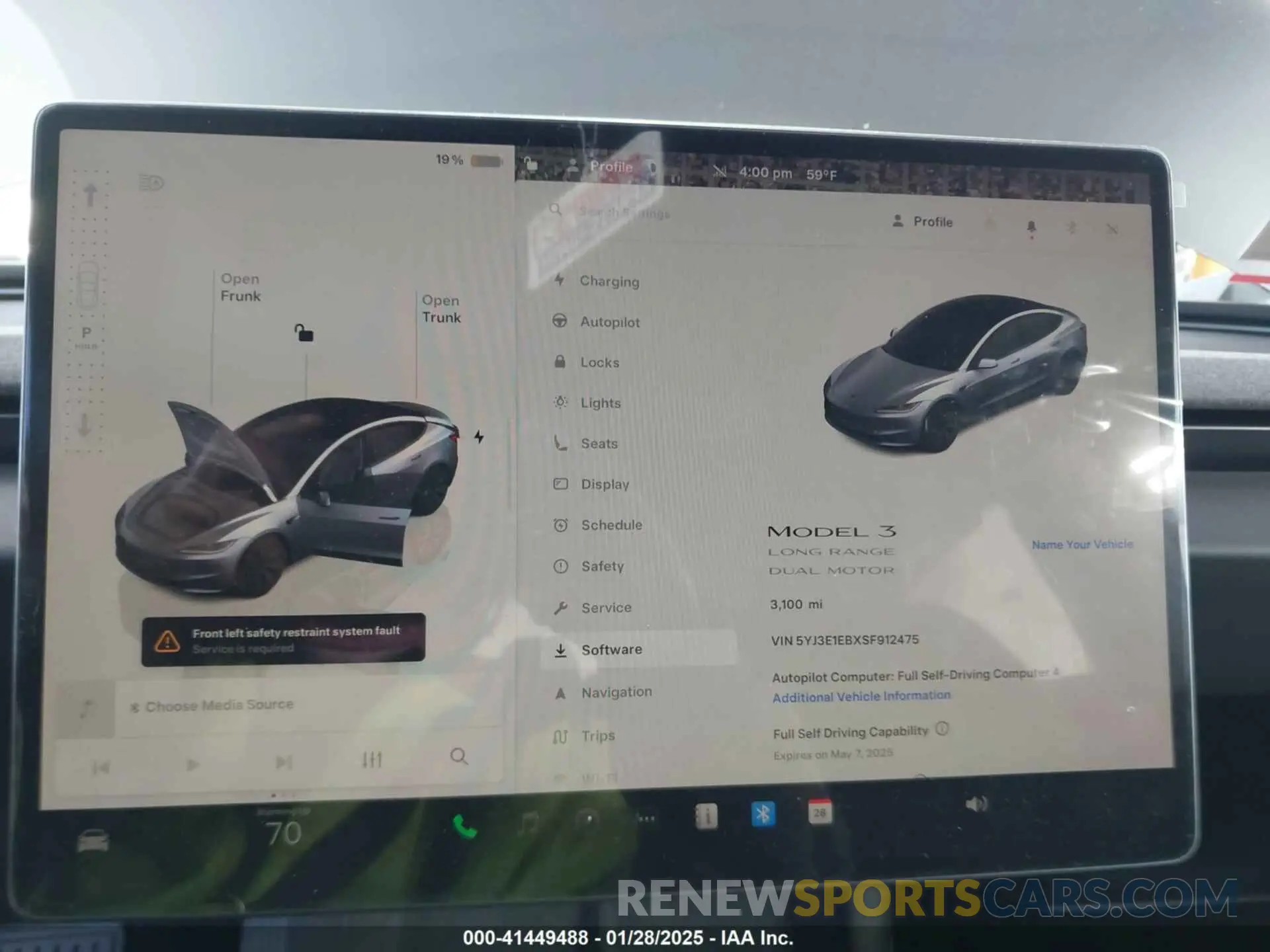 7 fotografías del automóvil dañado 5YJ3E1EBXSF912475 TESLA MODEL 3 2025