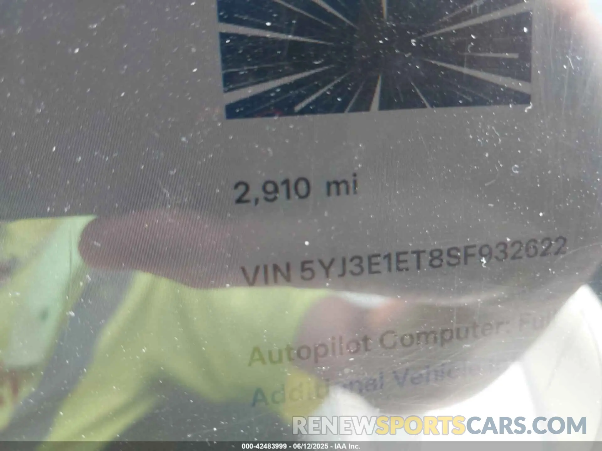 7 fotografías del automóvil dañado 5YJ3E1ET8SF932622 TESLA MODEL 3 2025