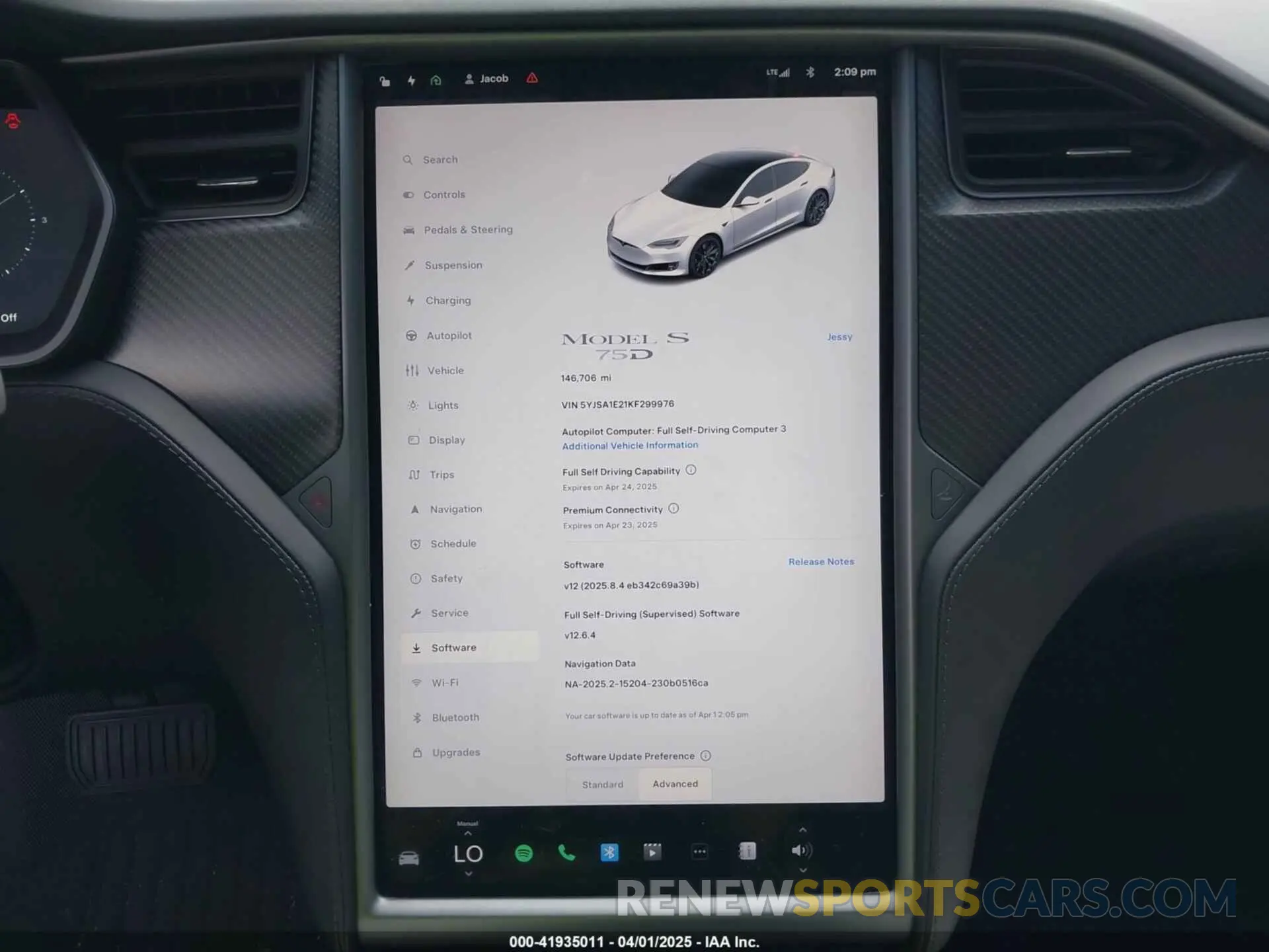18 fotografías del automóvil dañado 5YJSA1E21KF299976 TESLA MODEL S 2019