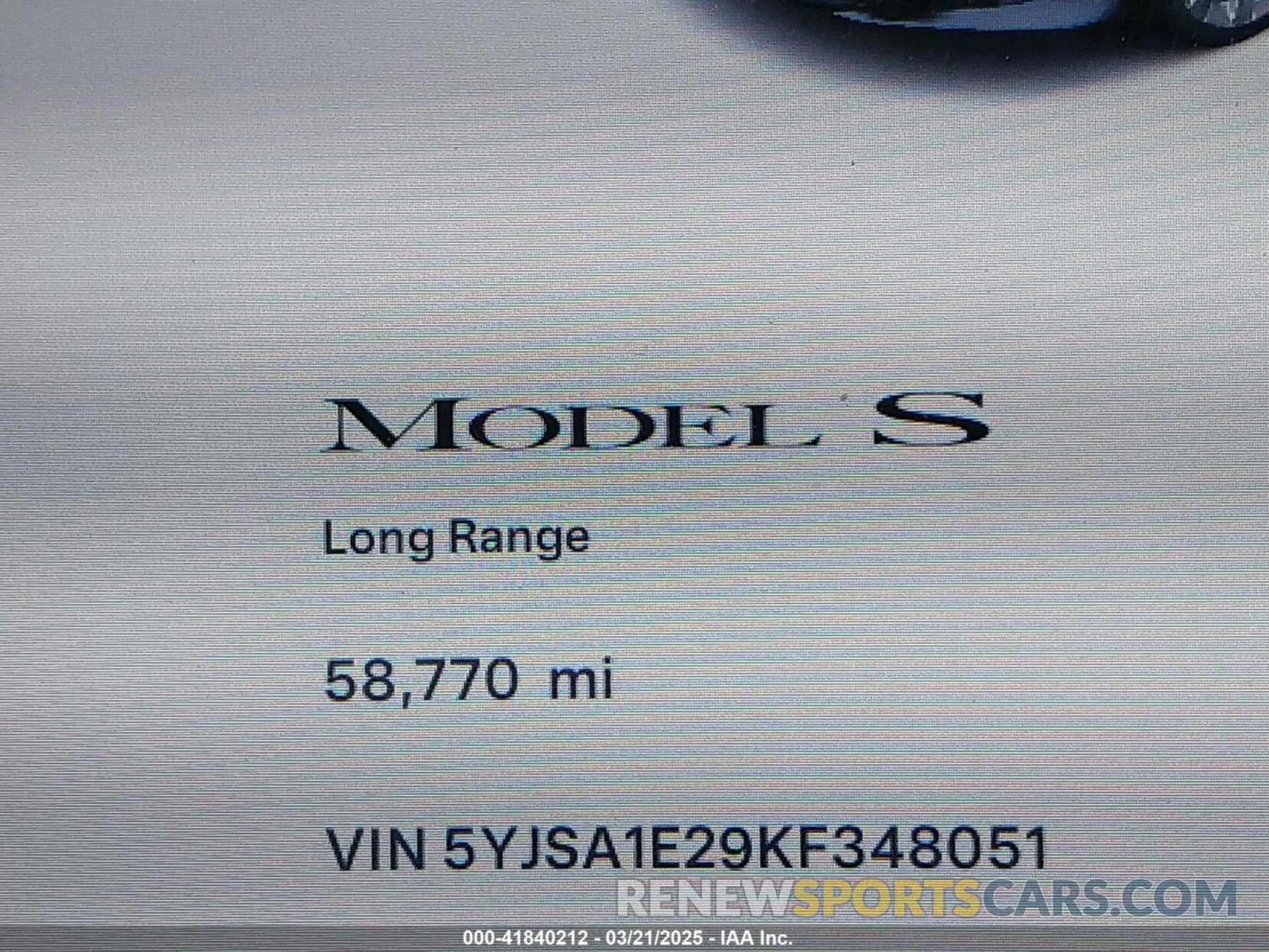 16 fotografías del automóvil dañado 5YJSA1E29KF348051 TESLA MODEL S 2019