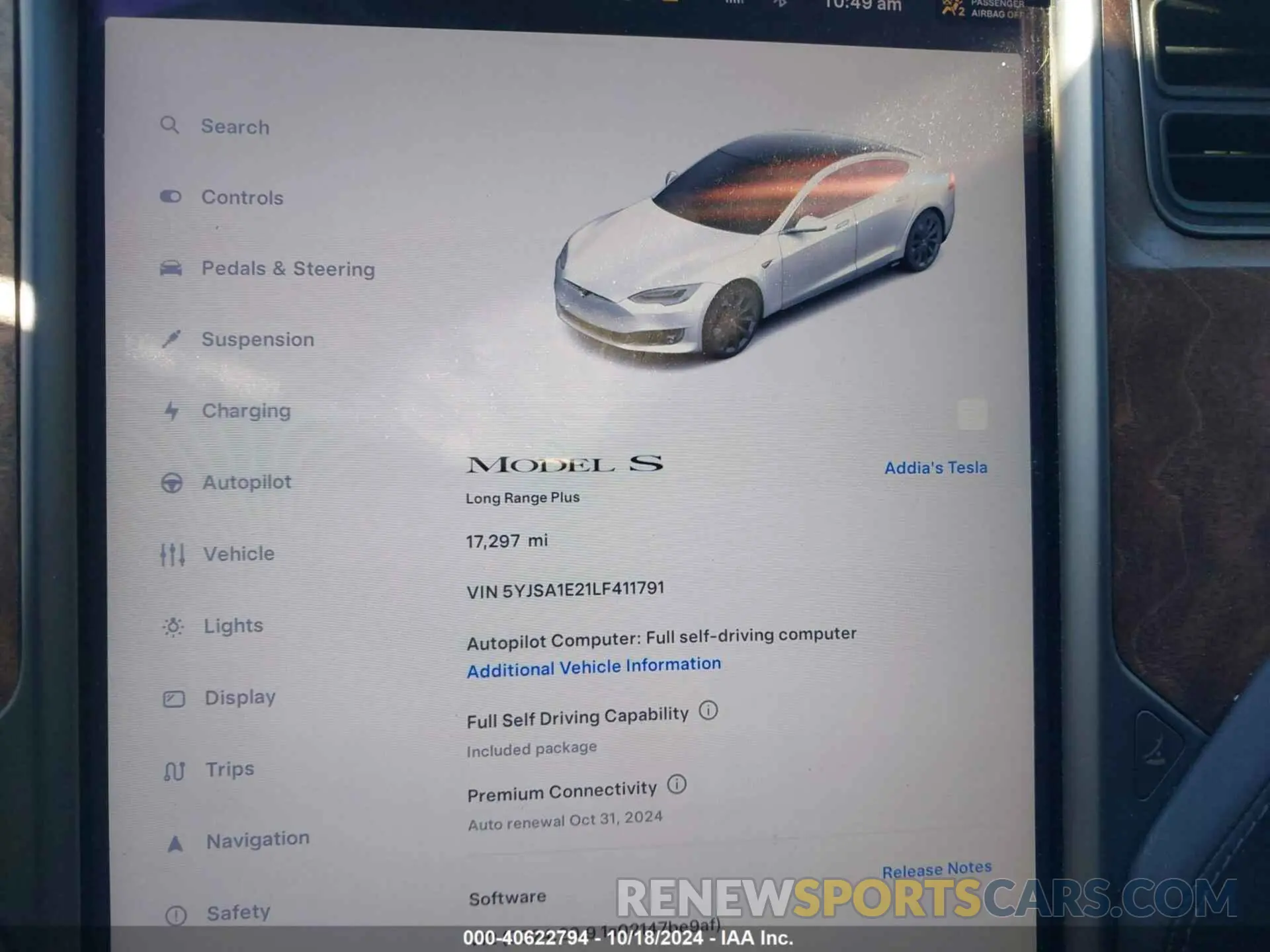 7 fotografías del automóvil dañado 5YJSA1E21LF411791 TESLA MODEL S 2020