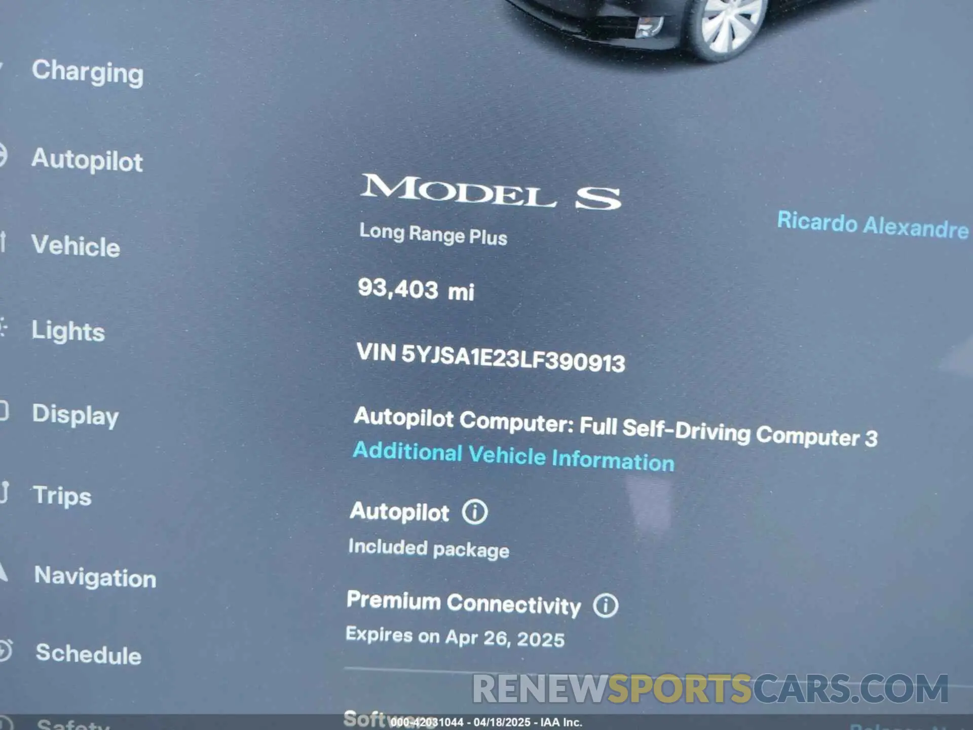 16 fotografías del automóvil dañado 5YJSA1E23LF390913 TESLA MODEL S 2020