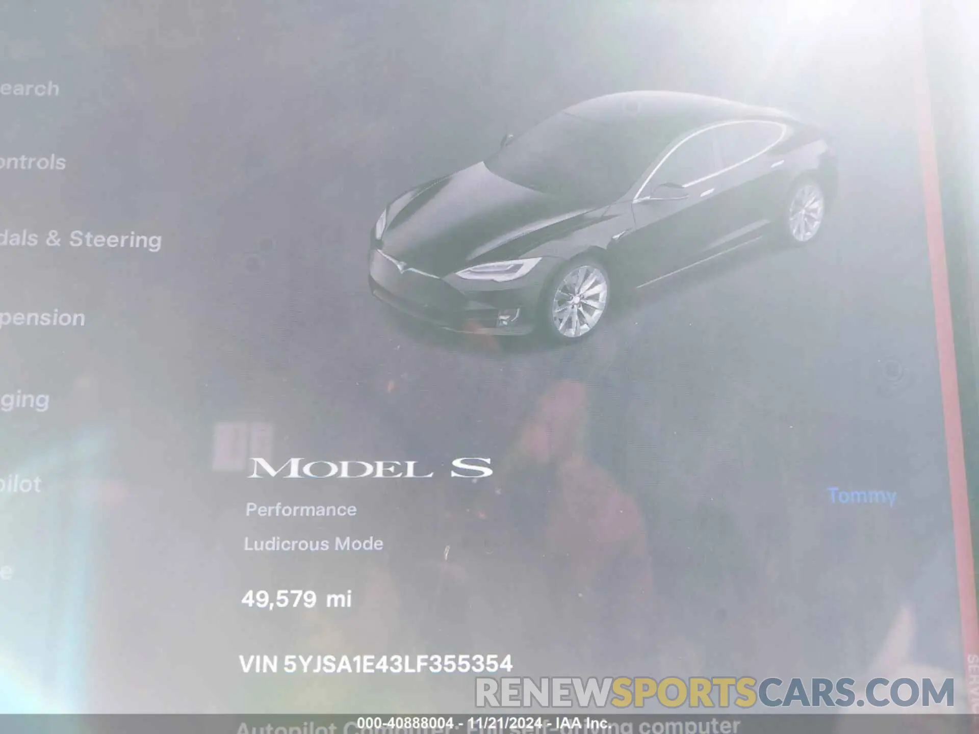 7 fotografías del automóvil dañado 5YJSA1E43LF355354 TESLA MODEL S 2020