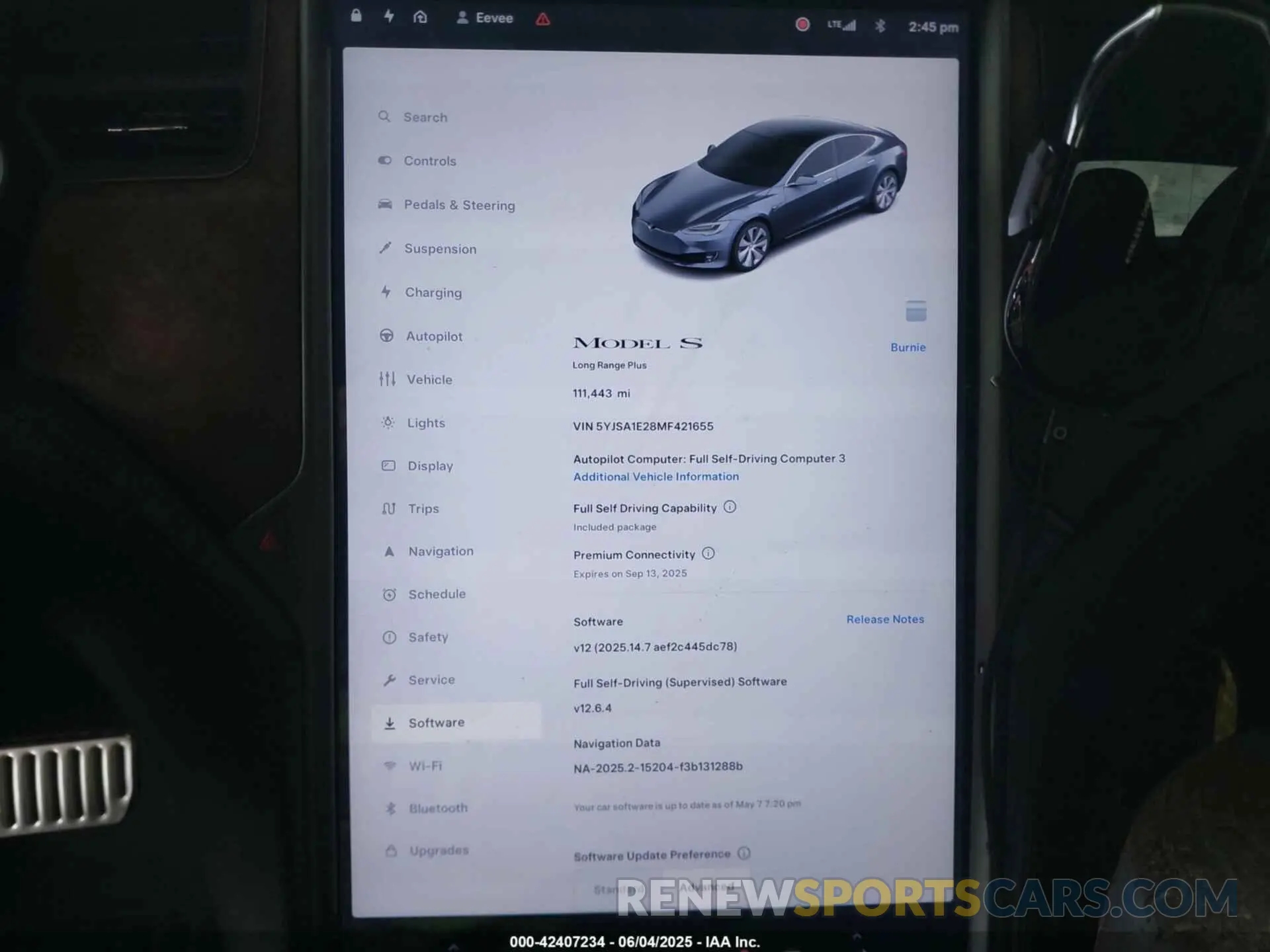 7 fotografías del automóvil dañado 5YJSA1E28MF421655 TESLA MODEL S 2021