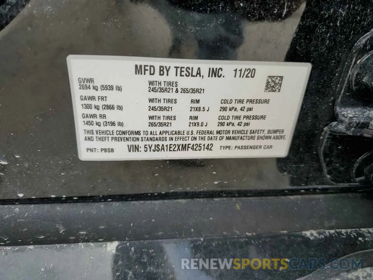 13 fotografías del automóvil dañado 5YJSA1E2XMF425142 TESLA MODEL S 2021