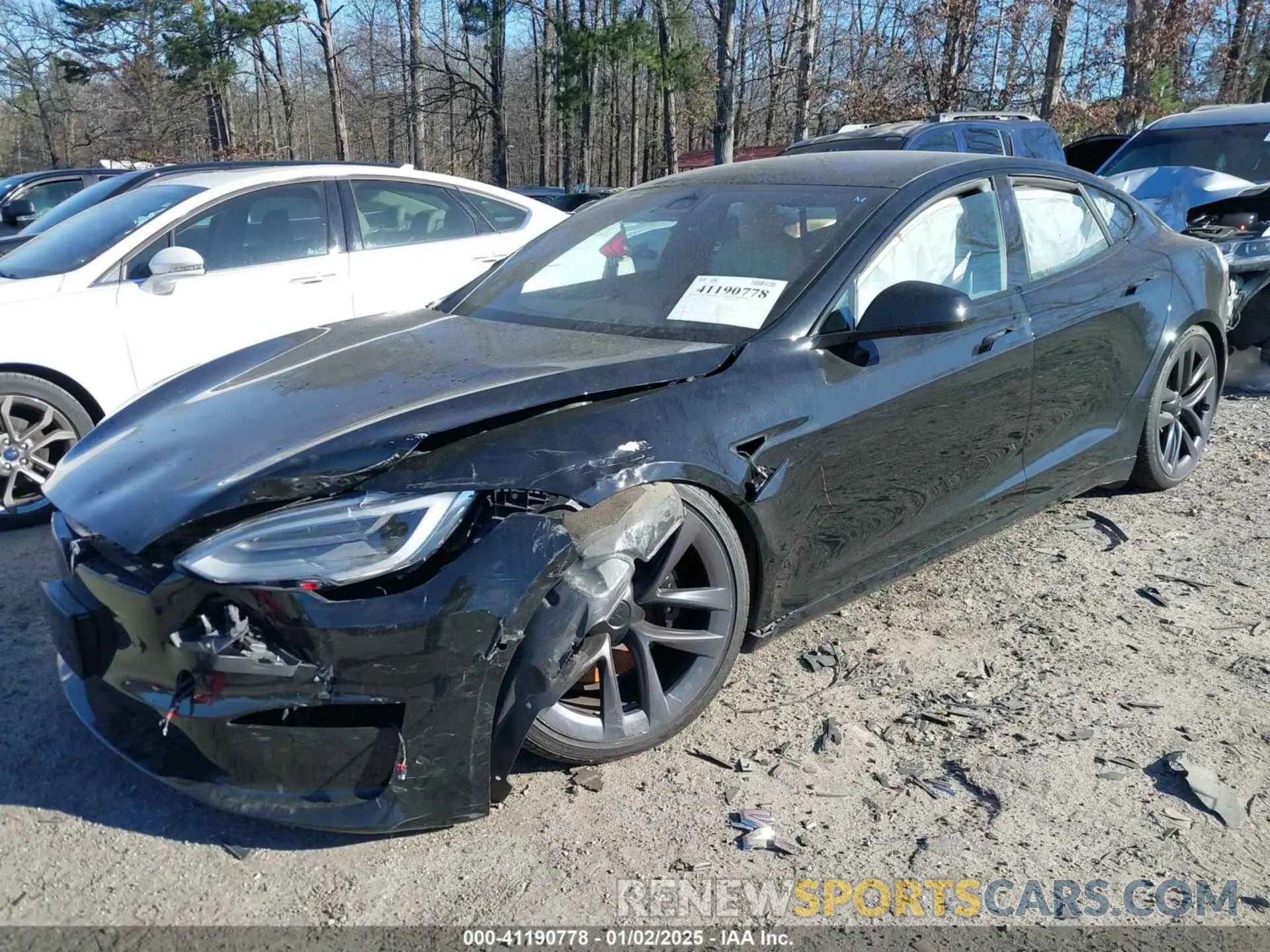 2 fotografías del automóvil dañado 5YJSA1E50MF438864 TESLA MODEL S 2021