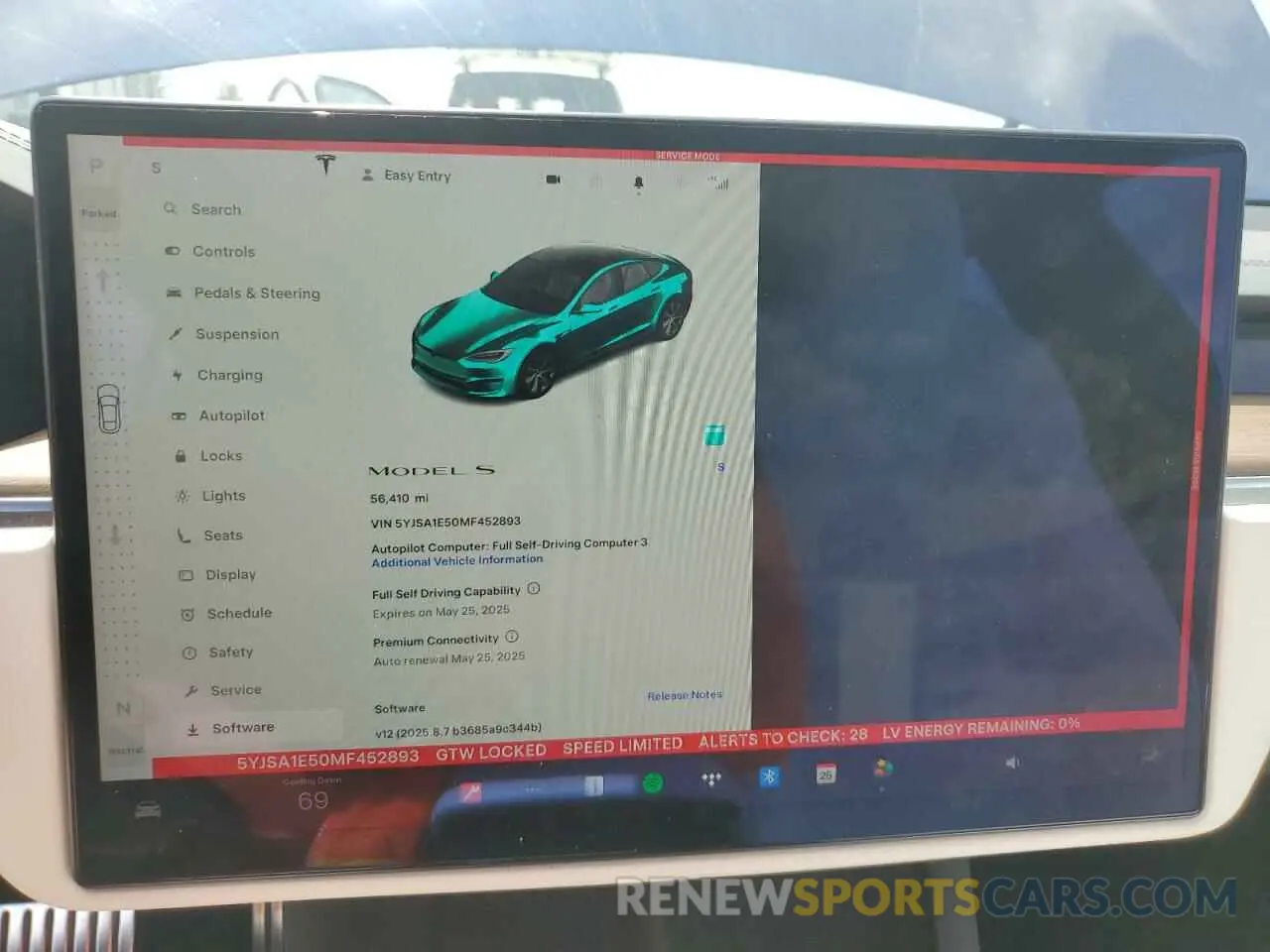 9 fotografías del automóvil dañado 5YJSA1E50MF452893 TESLA MODEL S 2021